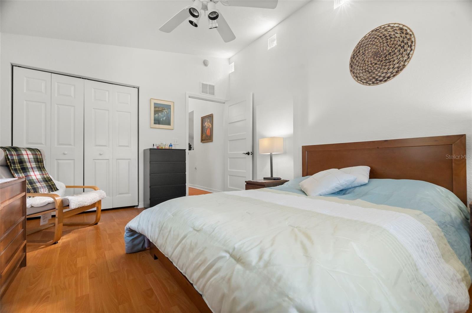One of two spacious bedrooms on second floor.