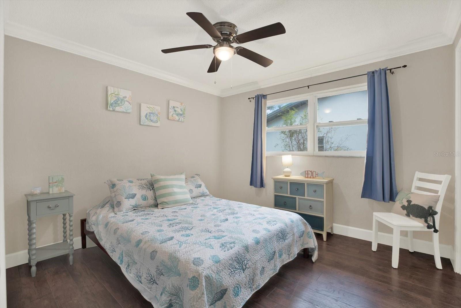 Both generous sized guest rooms are located on the opposite side of the primary suite