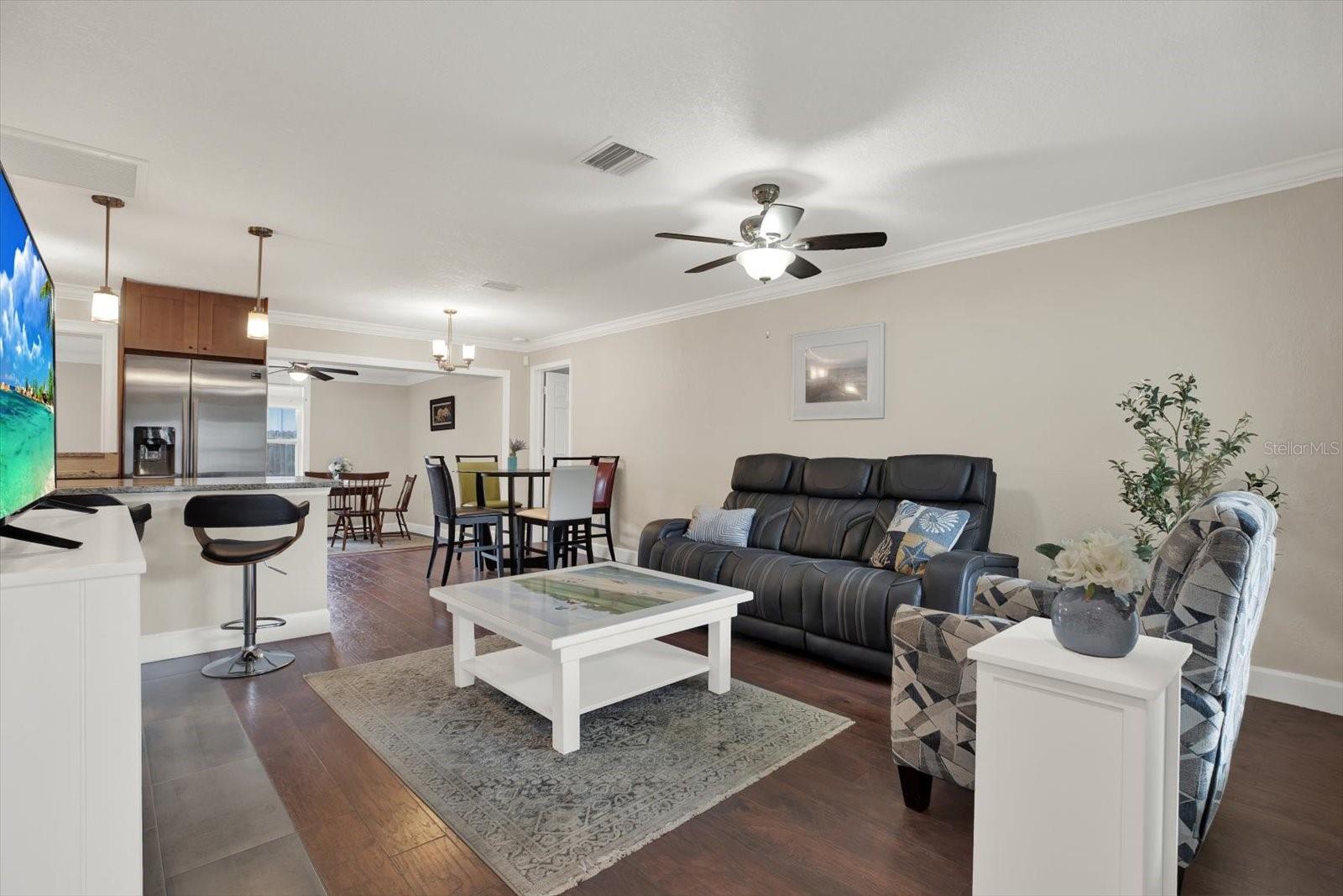 Open concept living greets you at the door