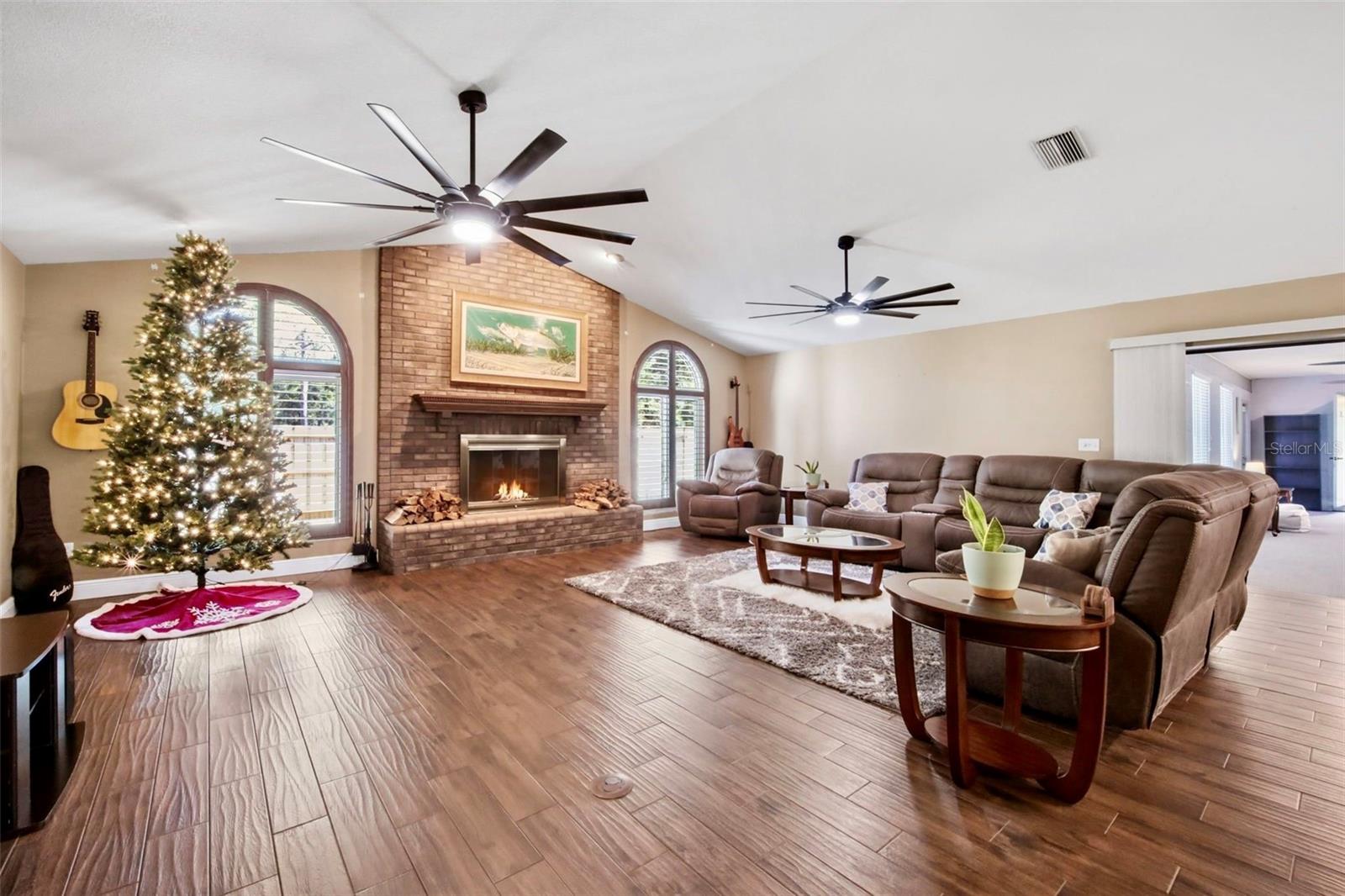 Wood burning fireplace