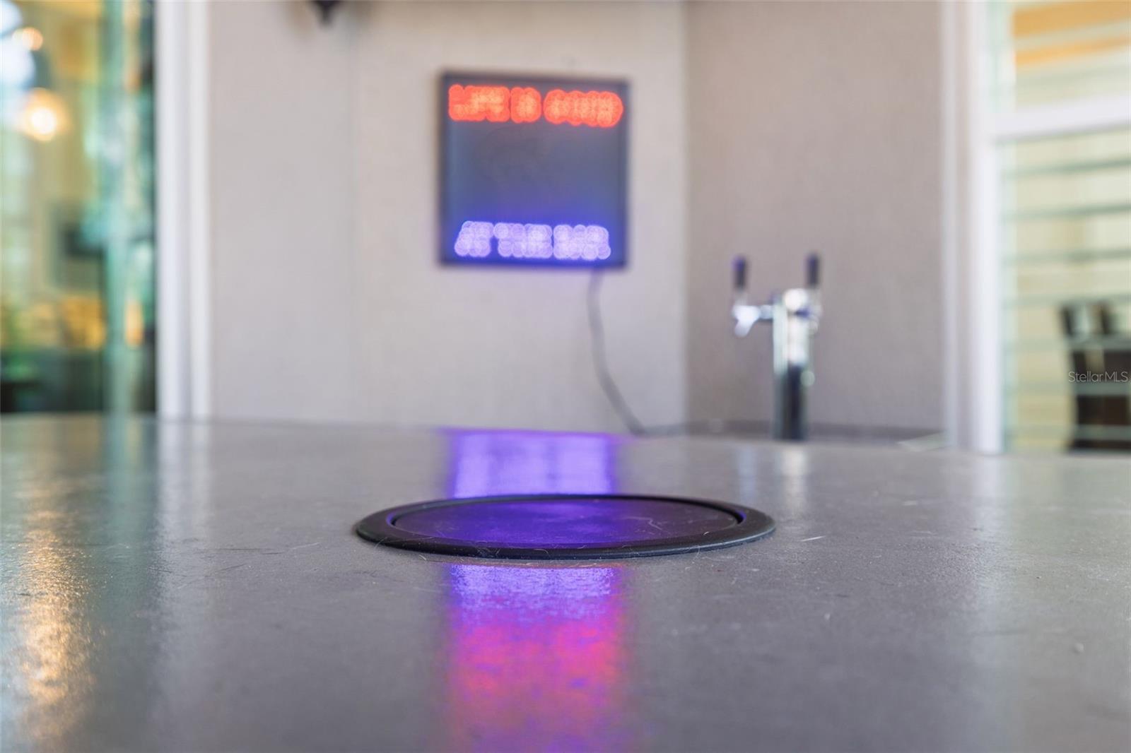 Pop-Up outlet in outdoor bar counter