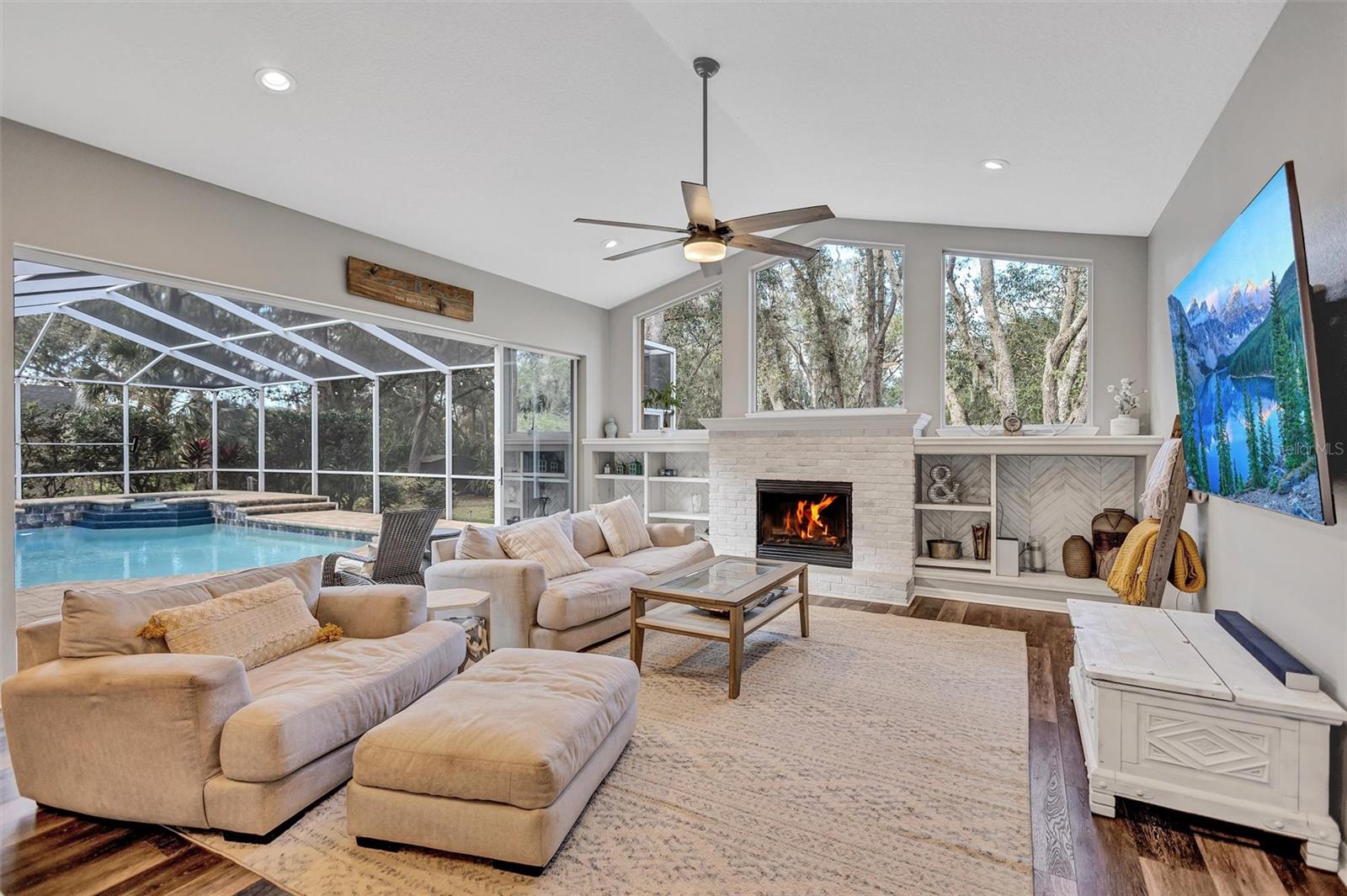 Nearly panoramic Views from banks of glass.. showcase the beautiful Grounds.