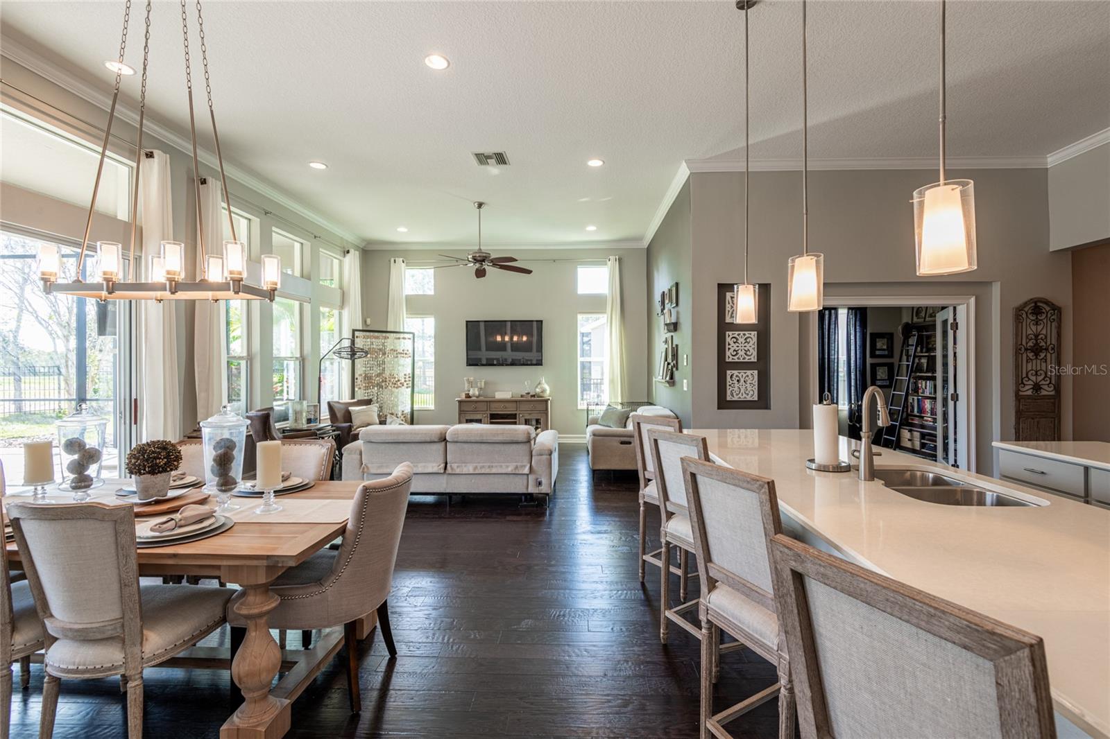View of the family room, kitchen combo