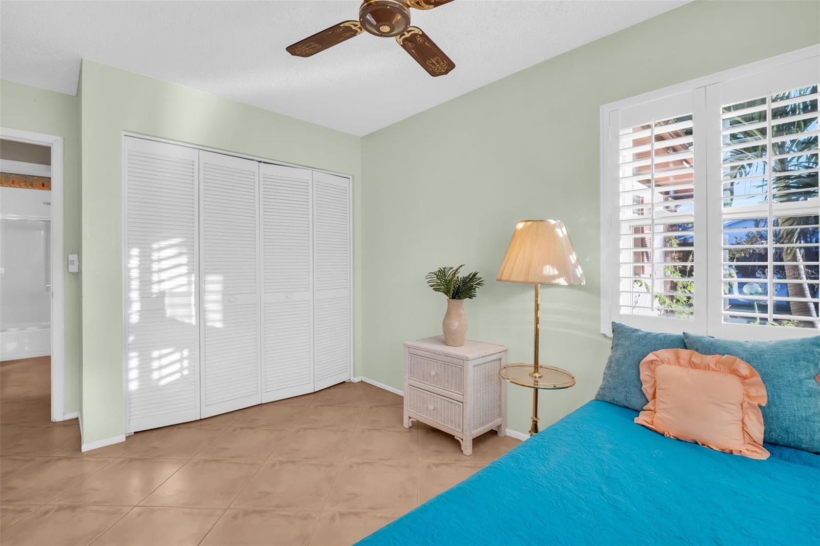 Beautiful plantation shutters & large built-in closet for storage~