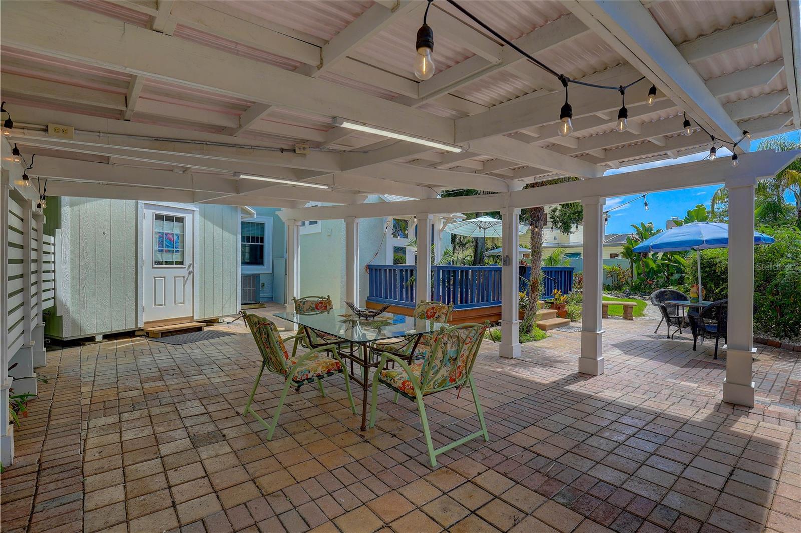 Covered patio. 10x10 Office/shed in back, privacy fence on left