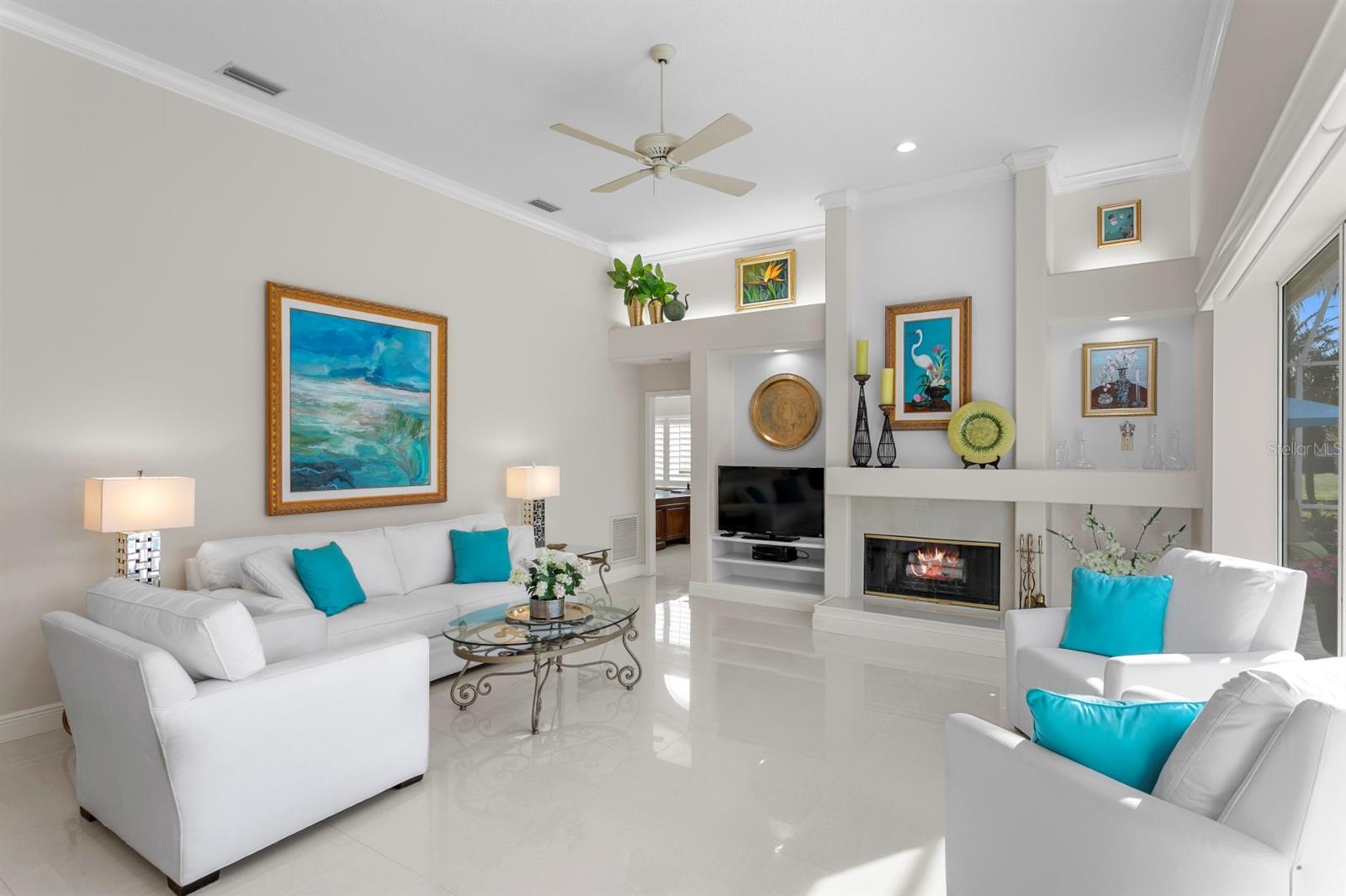 Family Room Can Also Be Configured To Put Your 100" Flat Screen TV On The Wall!