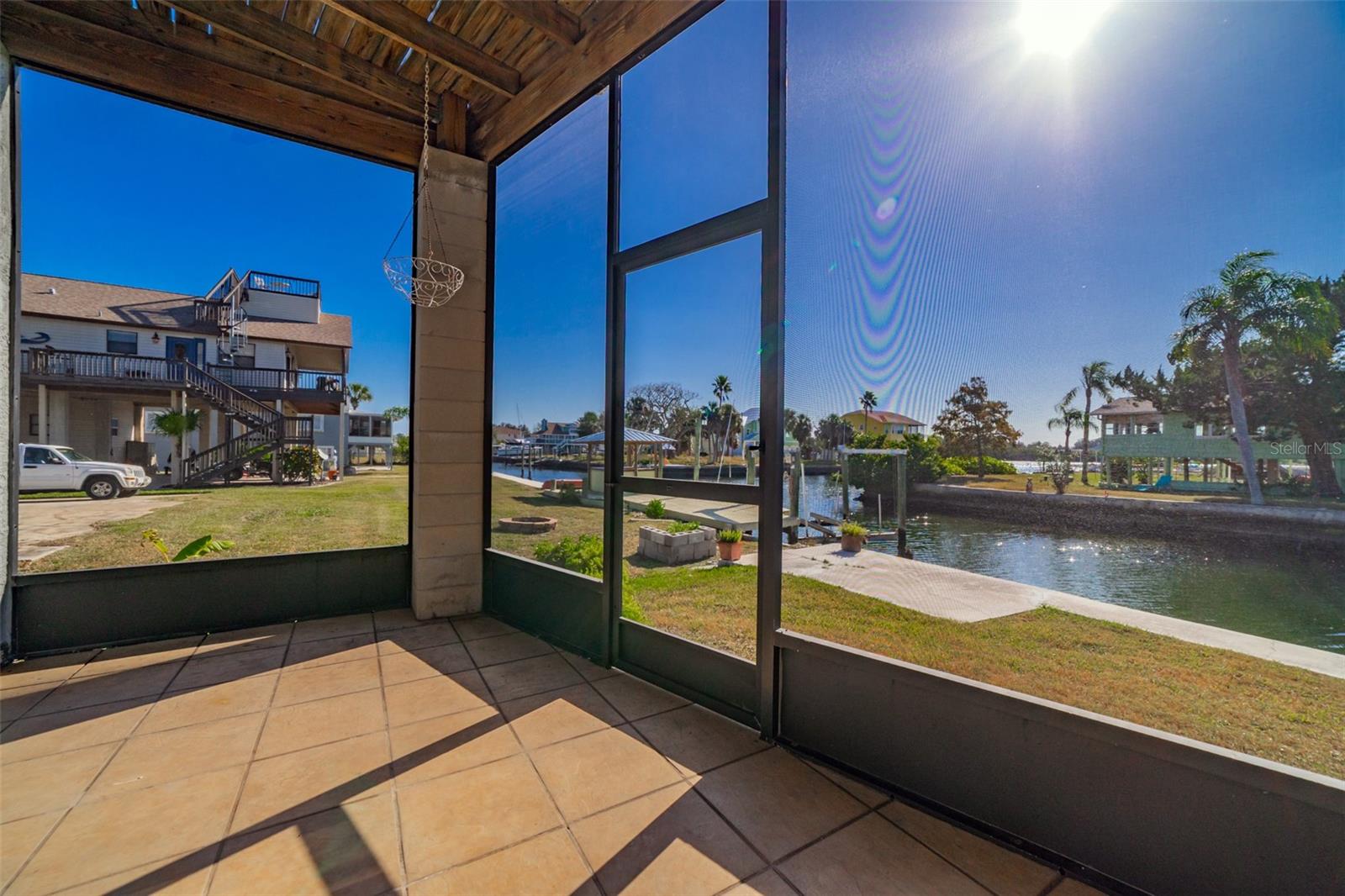 Screen Patio looking down Canal