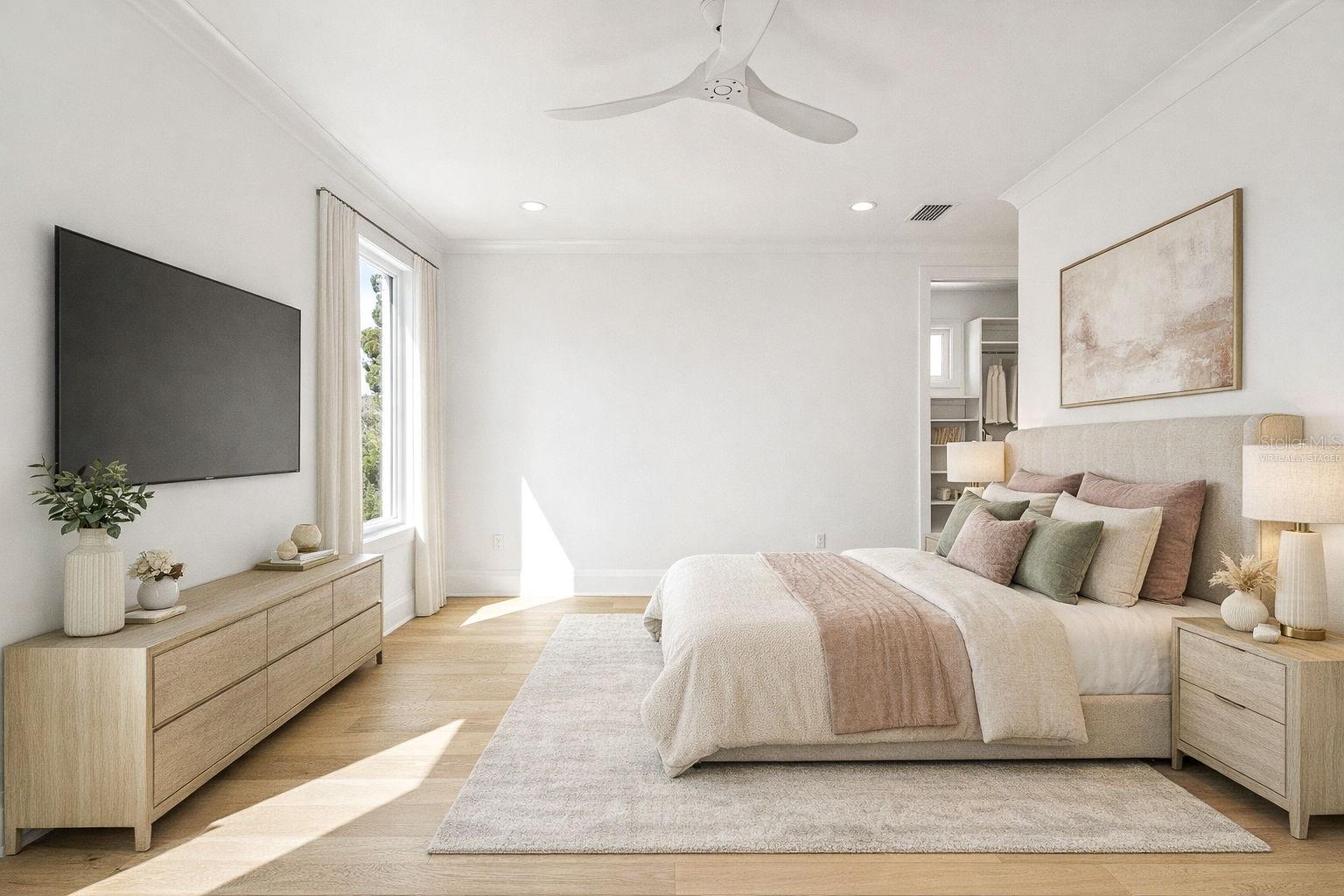 *virtually staged primary bedroom, 3rd floor