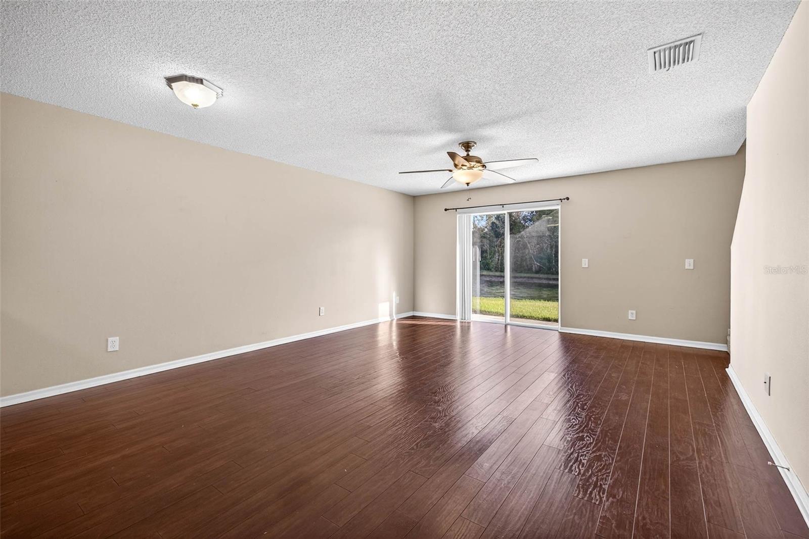 Great room with pond views