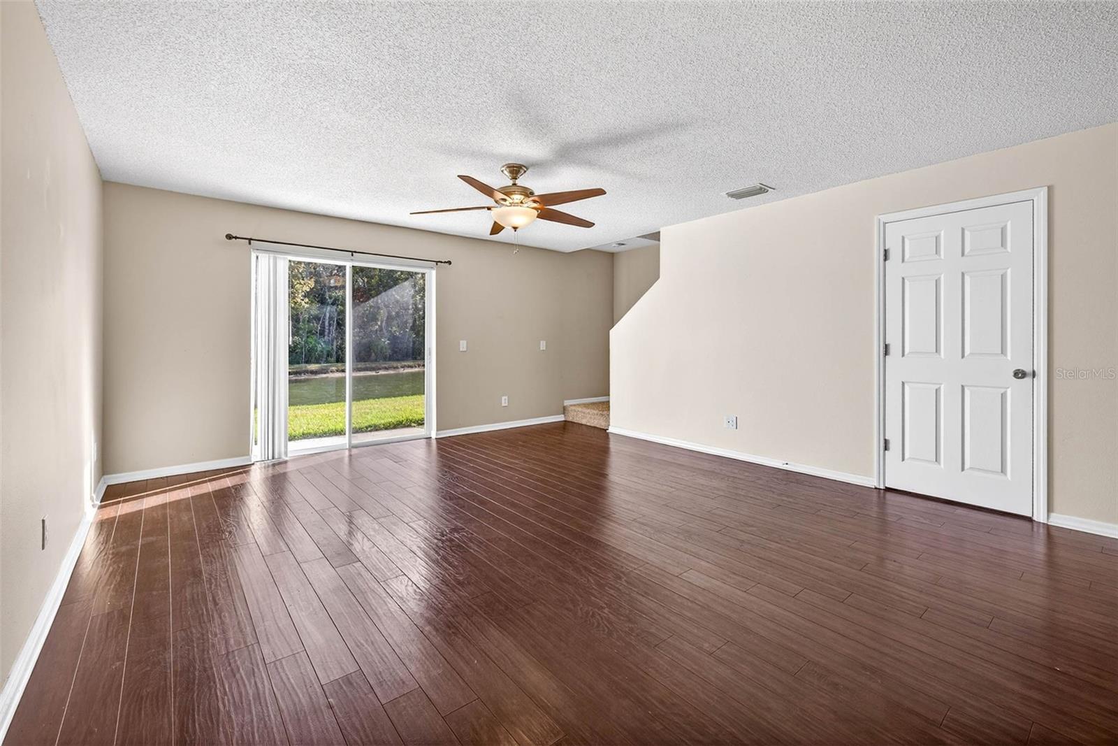 Great room with pond views