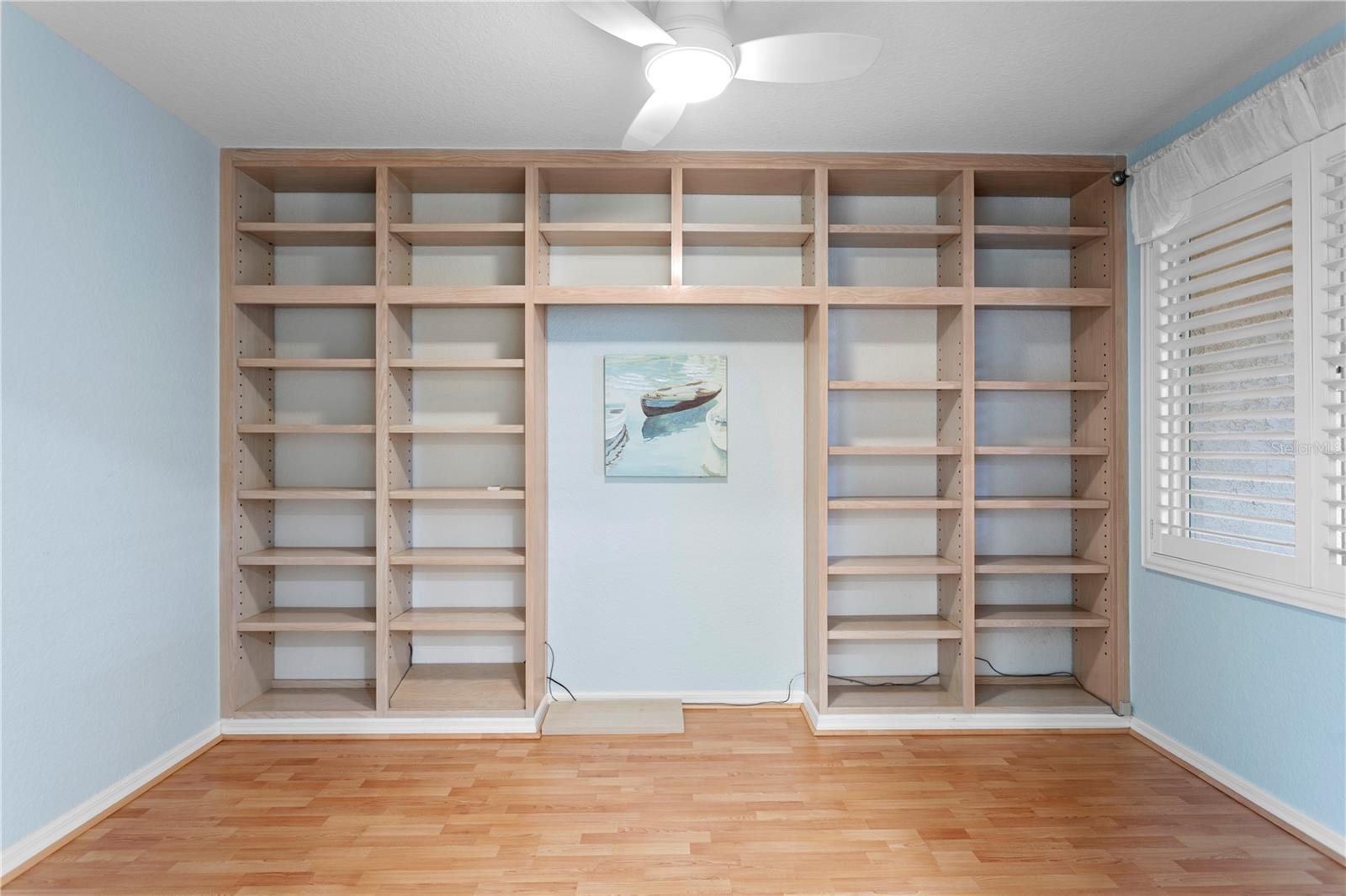 Office with Built in storage and Plantation Shutters