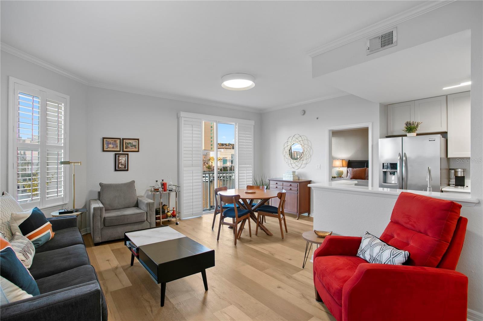 Thoughtfully updated with a sleek new kitchen and modern flooring.