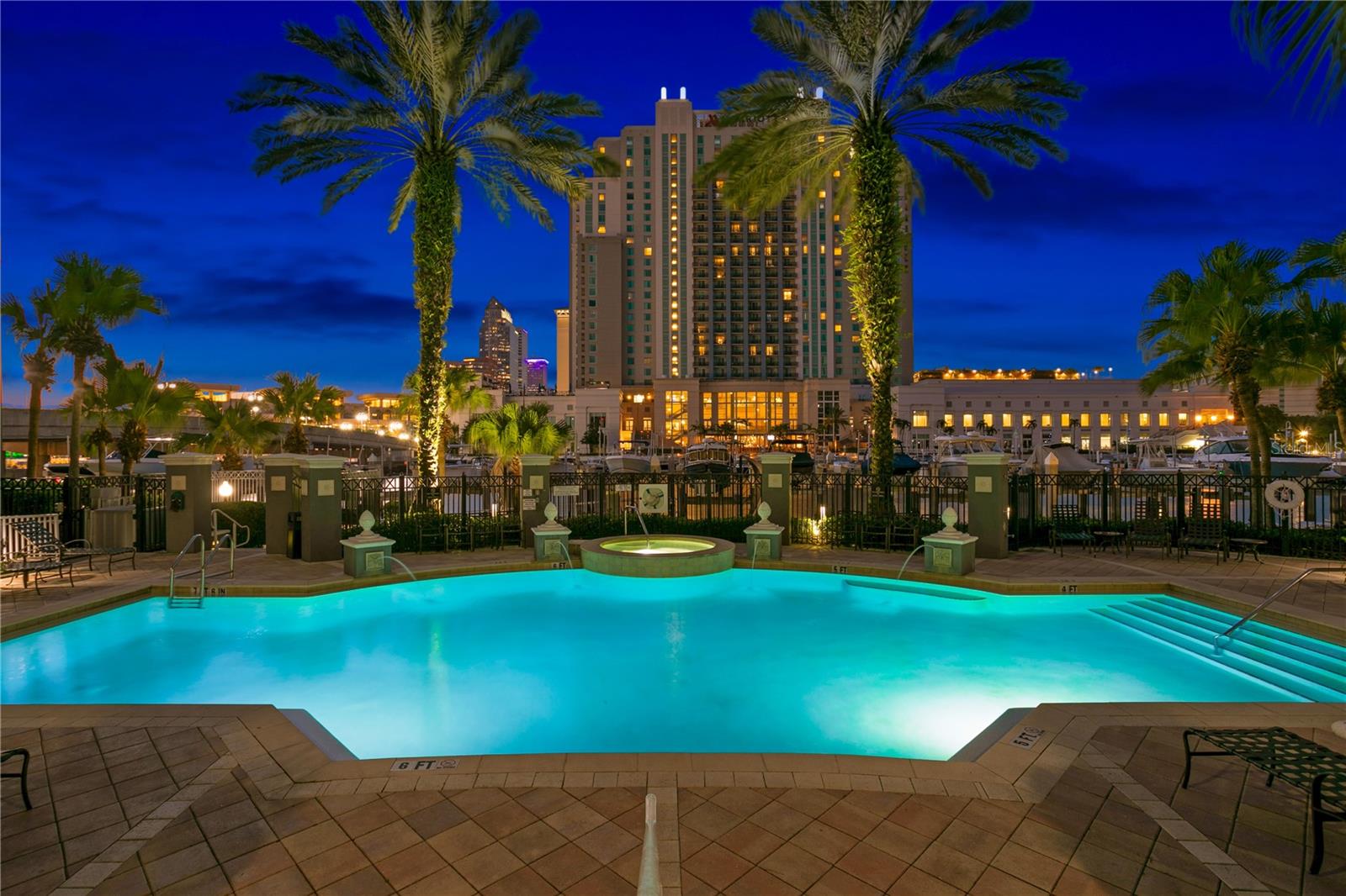 The beautiful pool overlooking Garrison Channel water walk, Marriott and Benchmark Arena