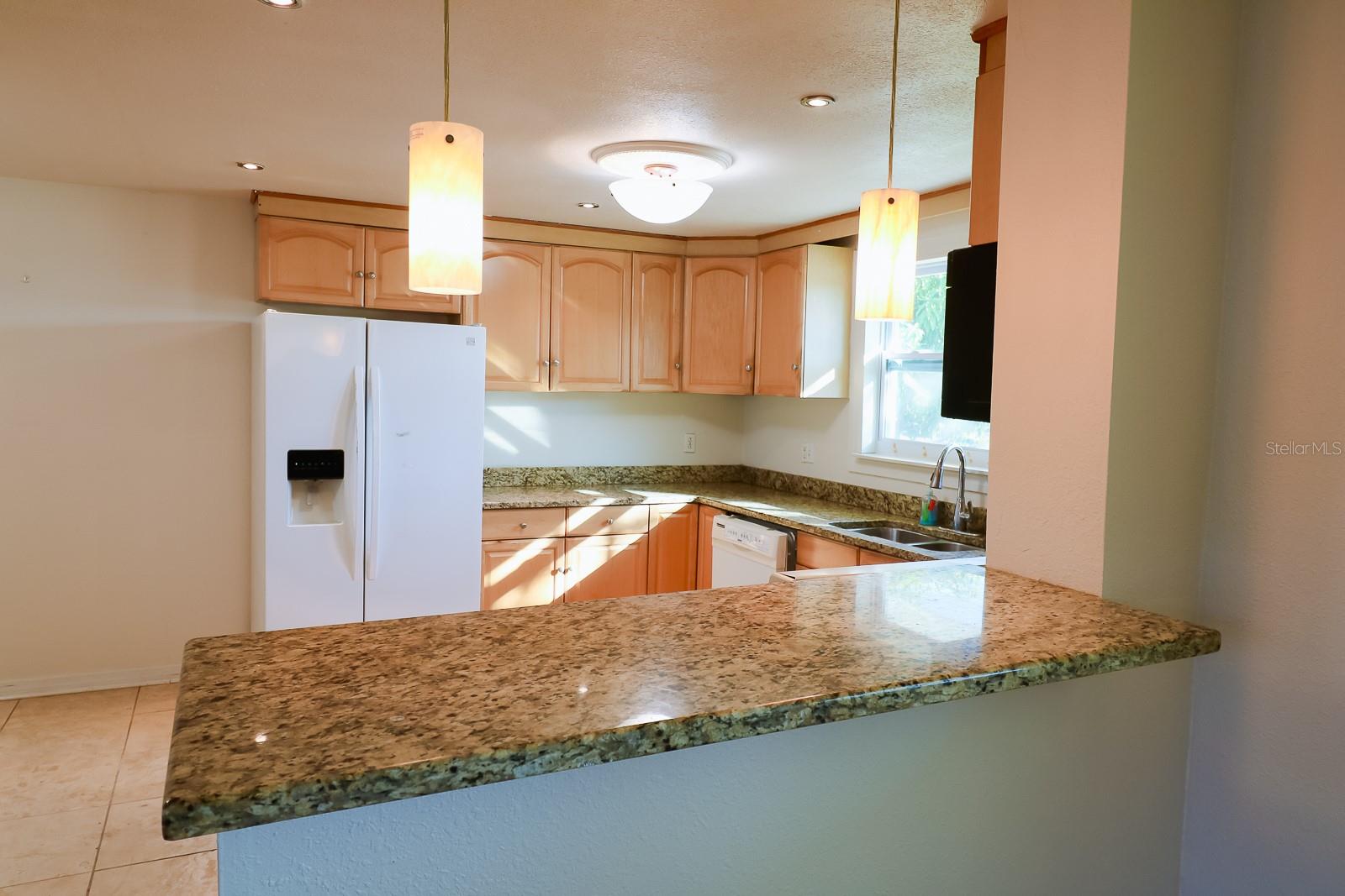Kitchen with snack bar.