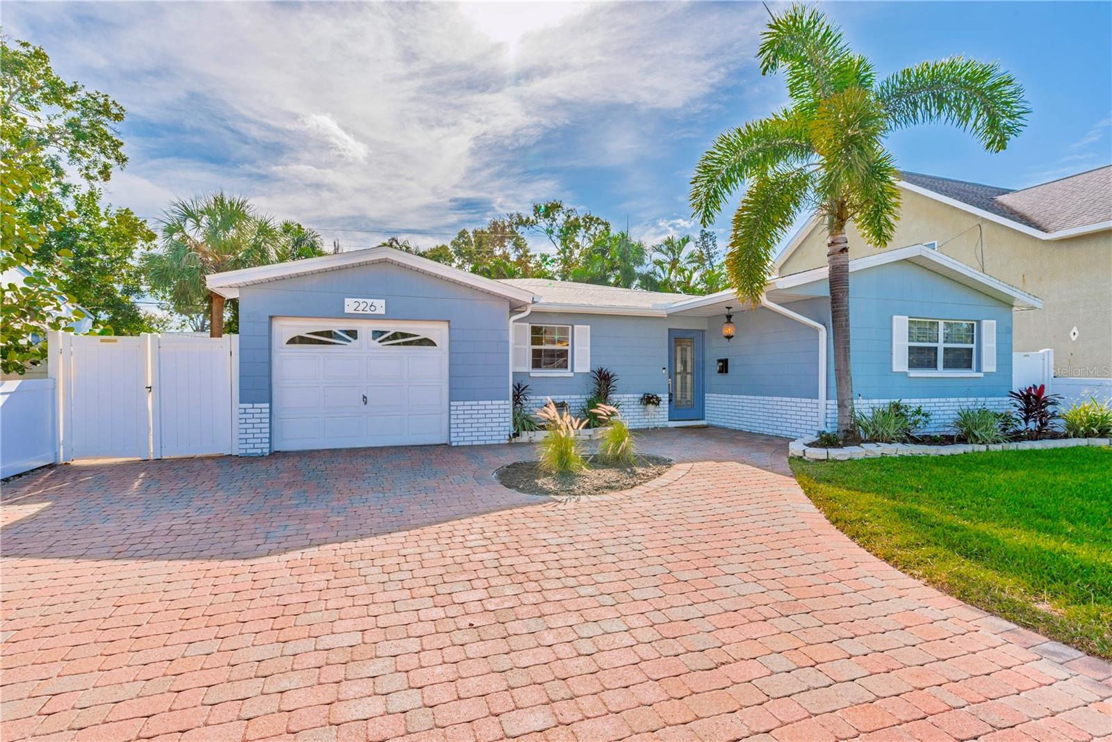 Large paver driveway.
