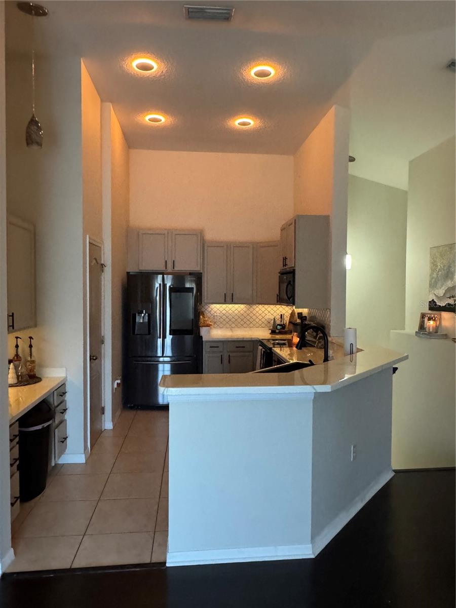 Large and functional kitchen with night lights