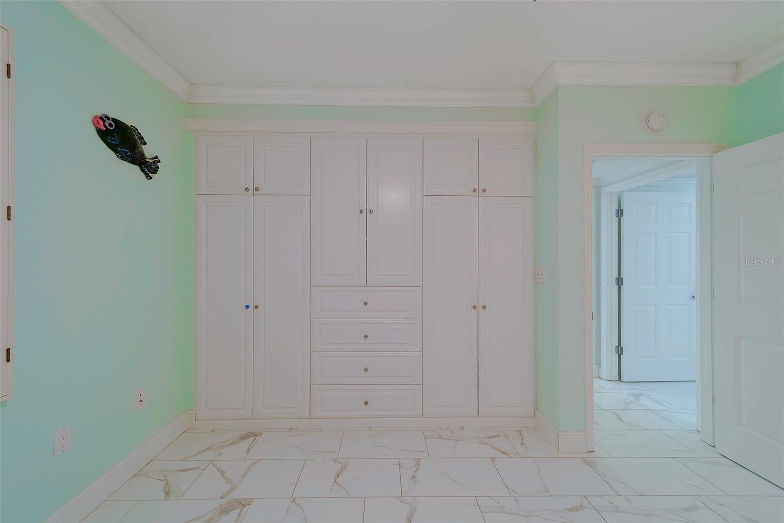 built-in closet with drawers