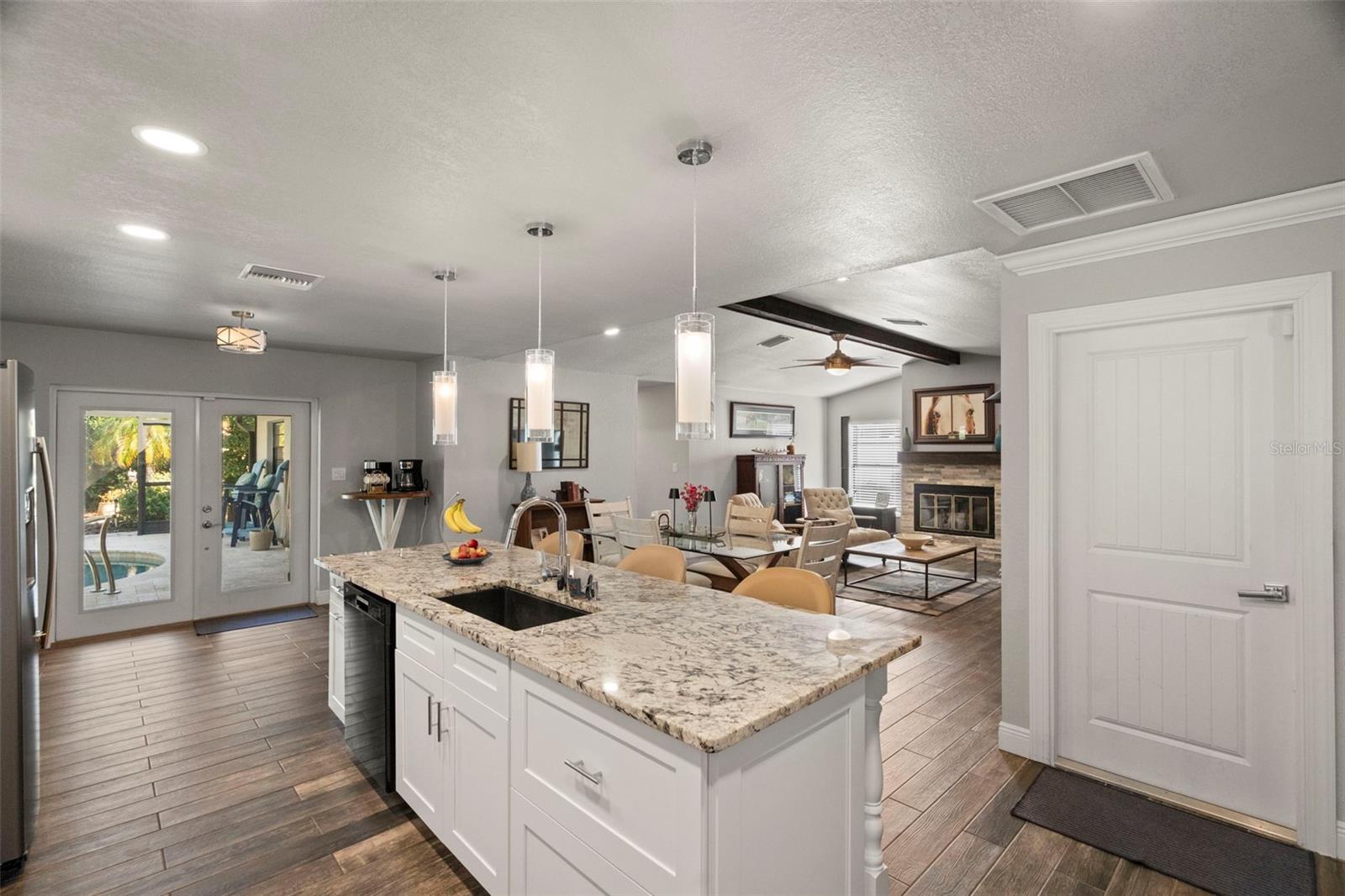 kitchen with view of living room