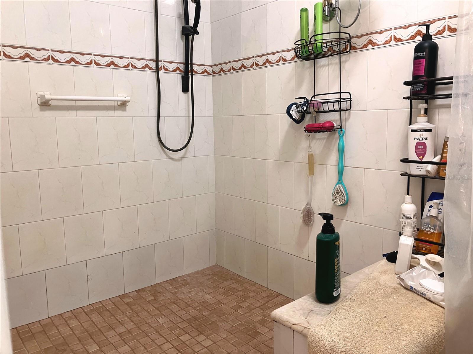 Large walk-in shower in primary bathroom