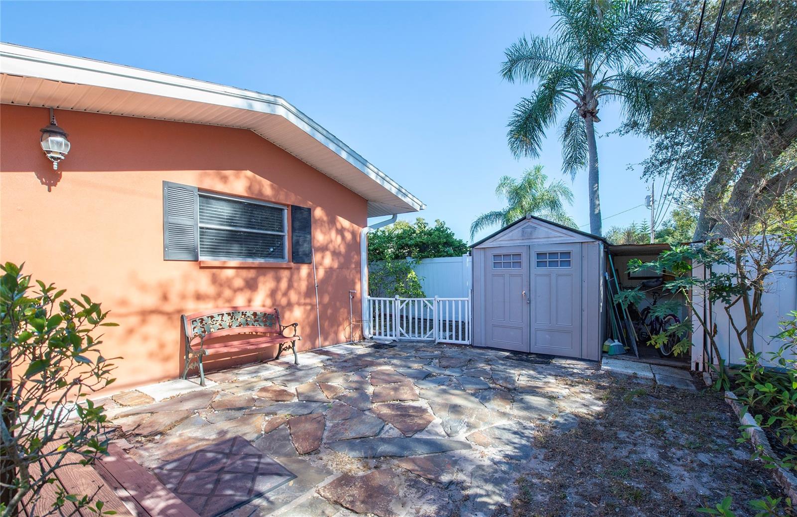 Natural stone patio/Shed/Bike Storage