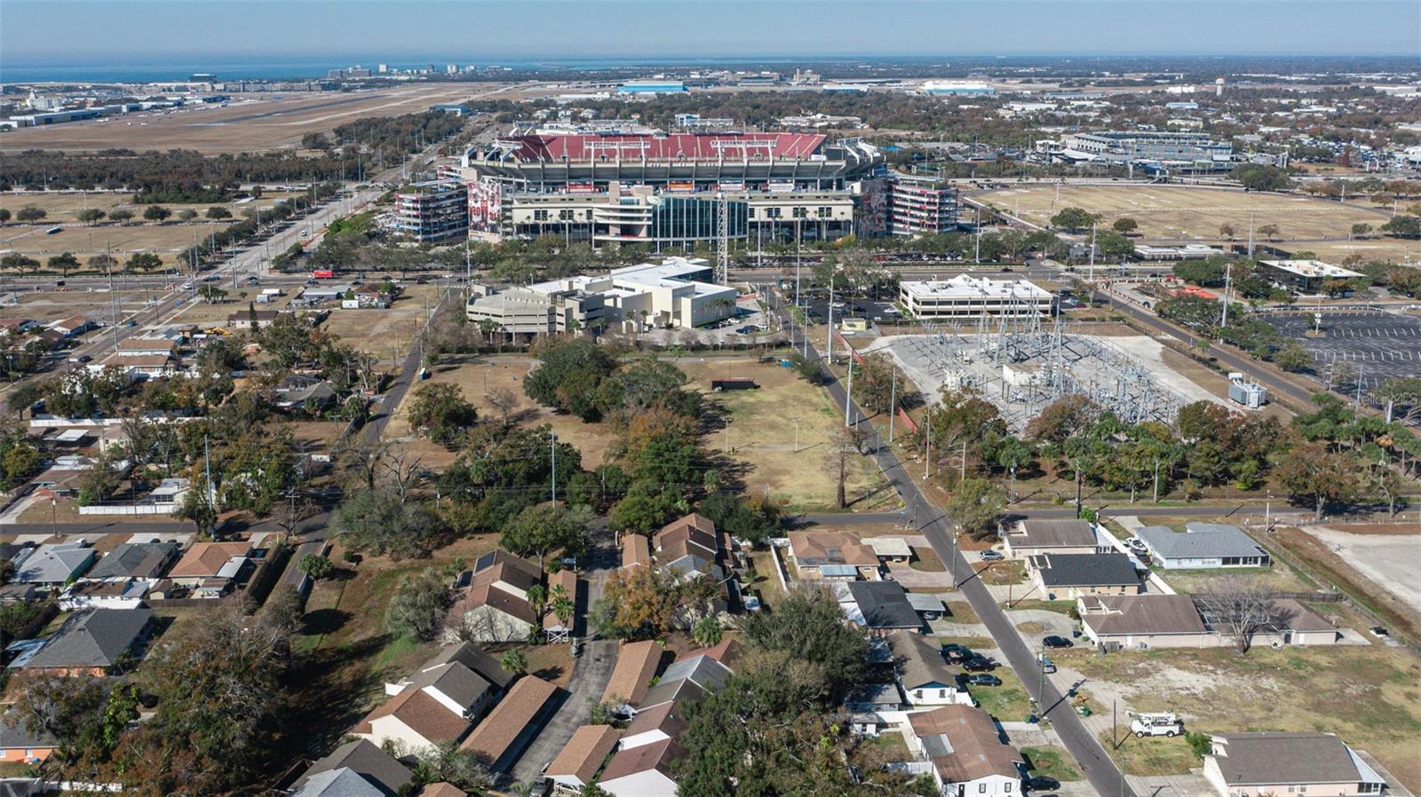 aerial view of community relative distance to Raymond James Stadium