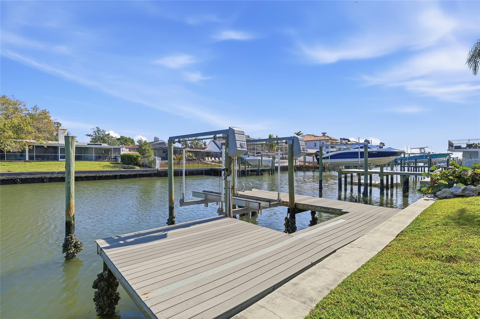 Dock and Boat Lift on Canal