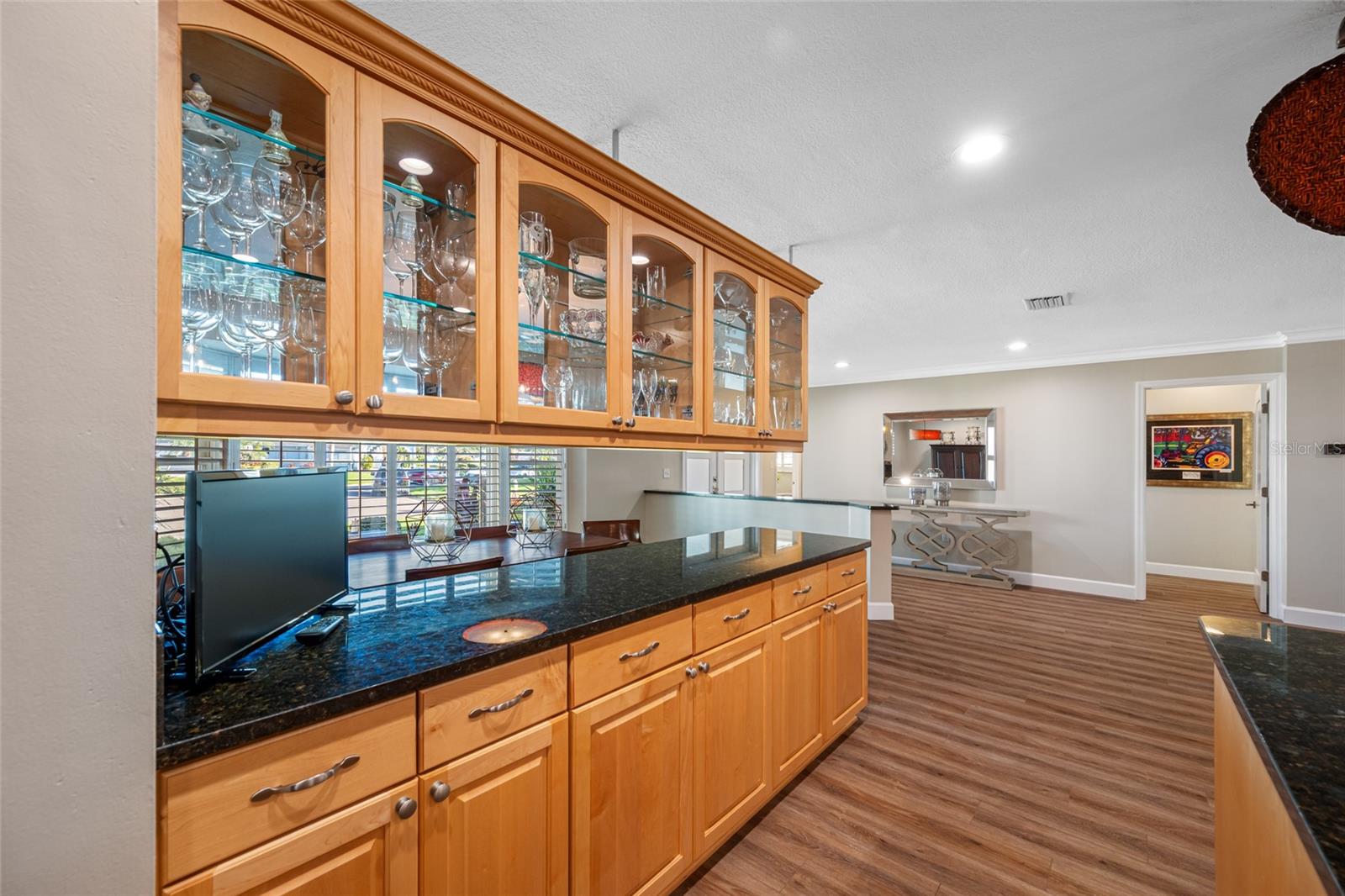 Abundance of cabinets - serving counter connects to the dining room