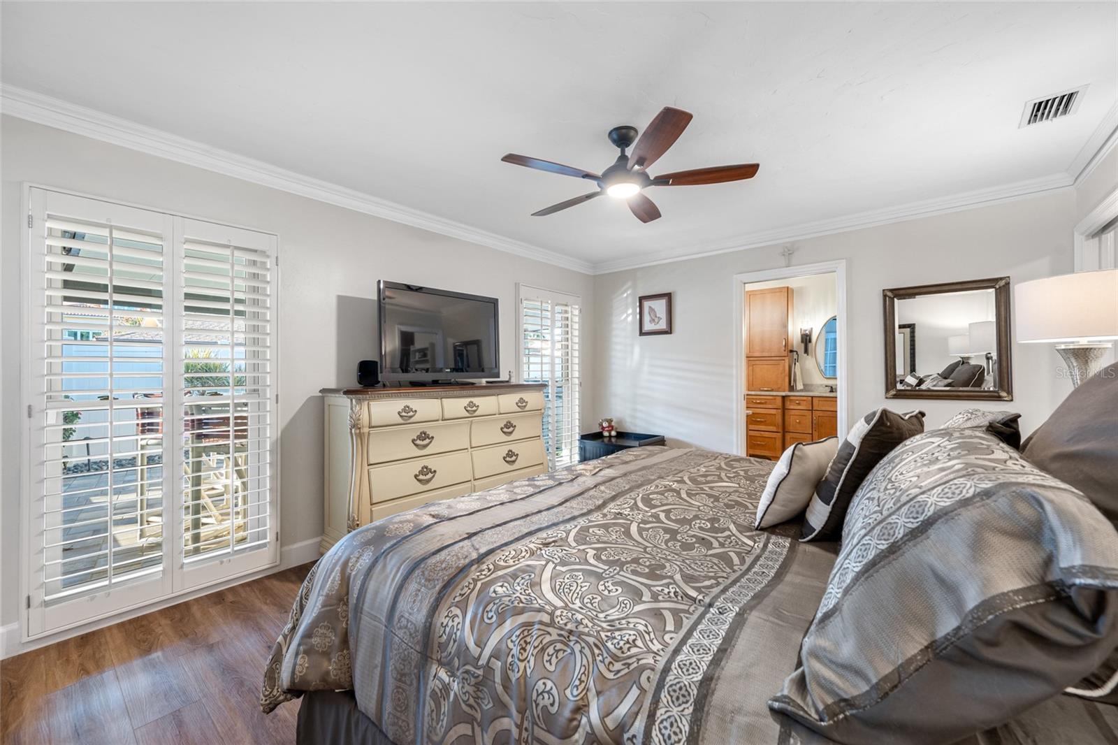 Spacious Primary Suite Privately Located Off of the Living Room