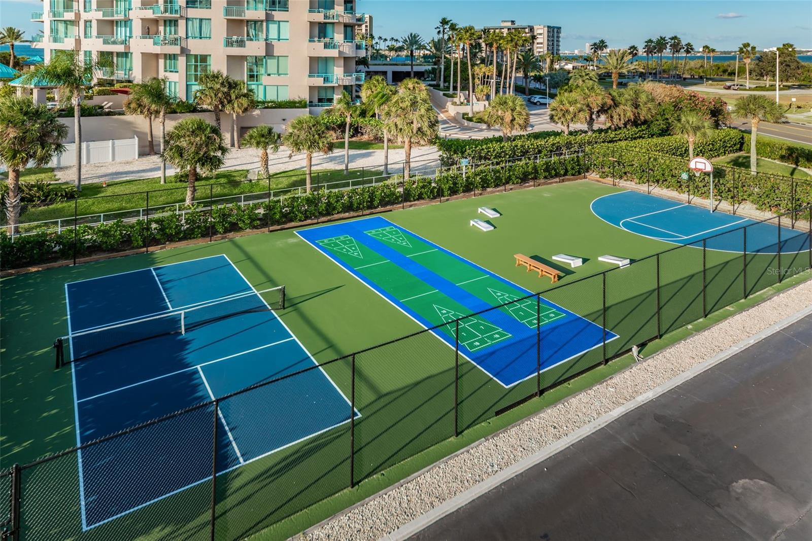 .. The Cabana Club Offers Private Tennis & Pickle Ball Courts, a Basketball Hoop For All and a Waterfront Workout Facility Inside Complex on First Floor.