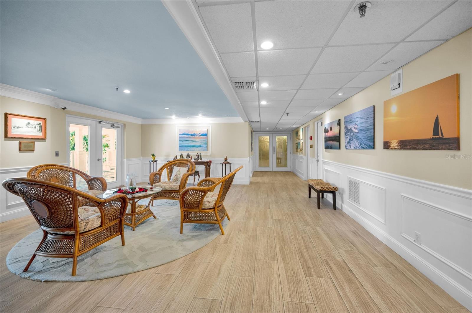 .. Inside Front Lobby. Upscale Private Secured Complex  The Building Added  Impact Windows Thru Out  & New Flooring in the Hallways.