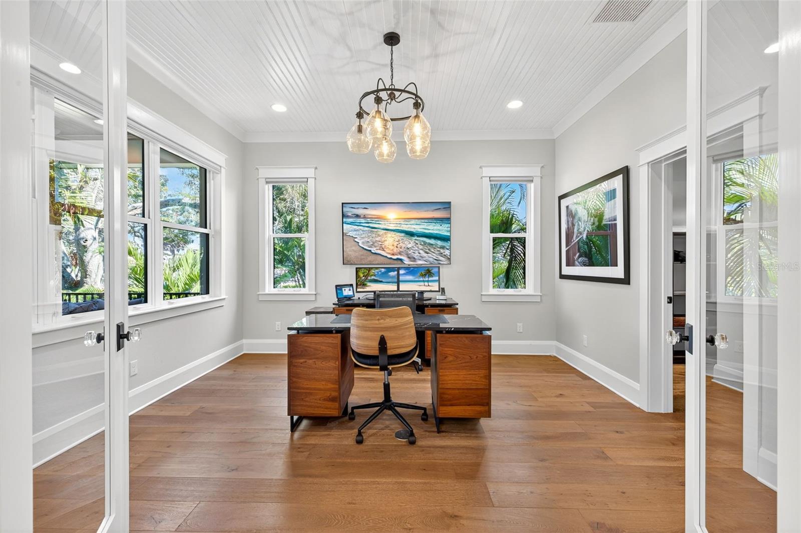 Downstairs office with water views.