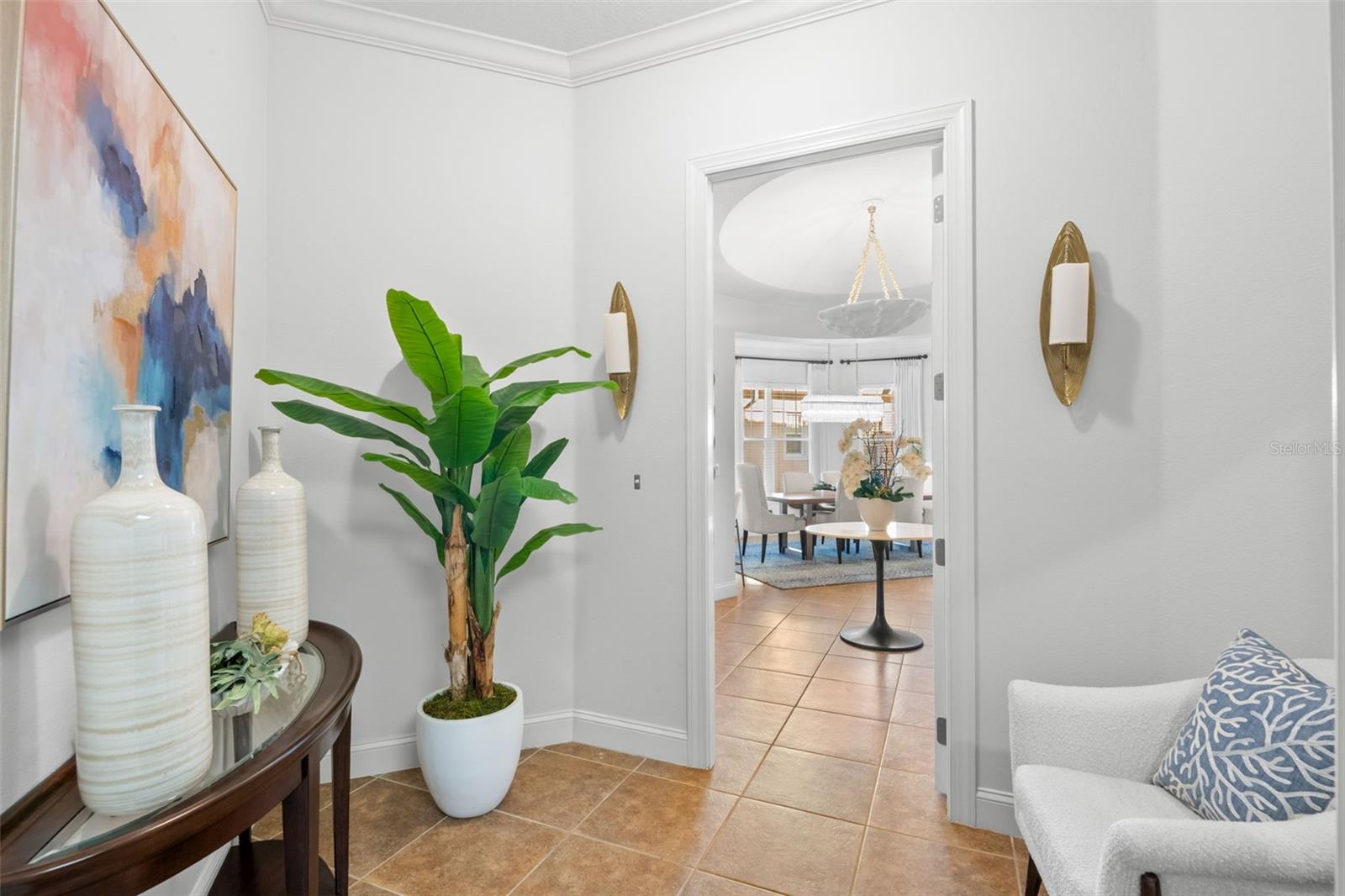 Stepping off elevator into private Entry Foyer.