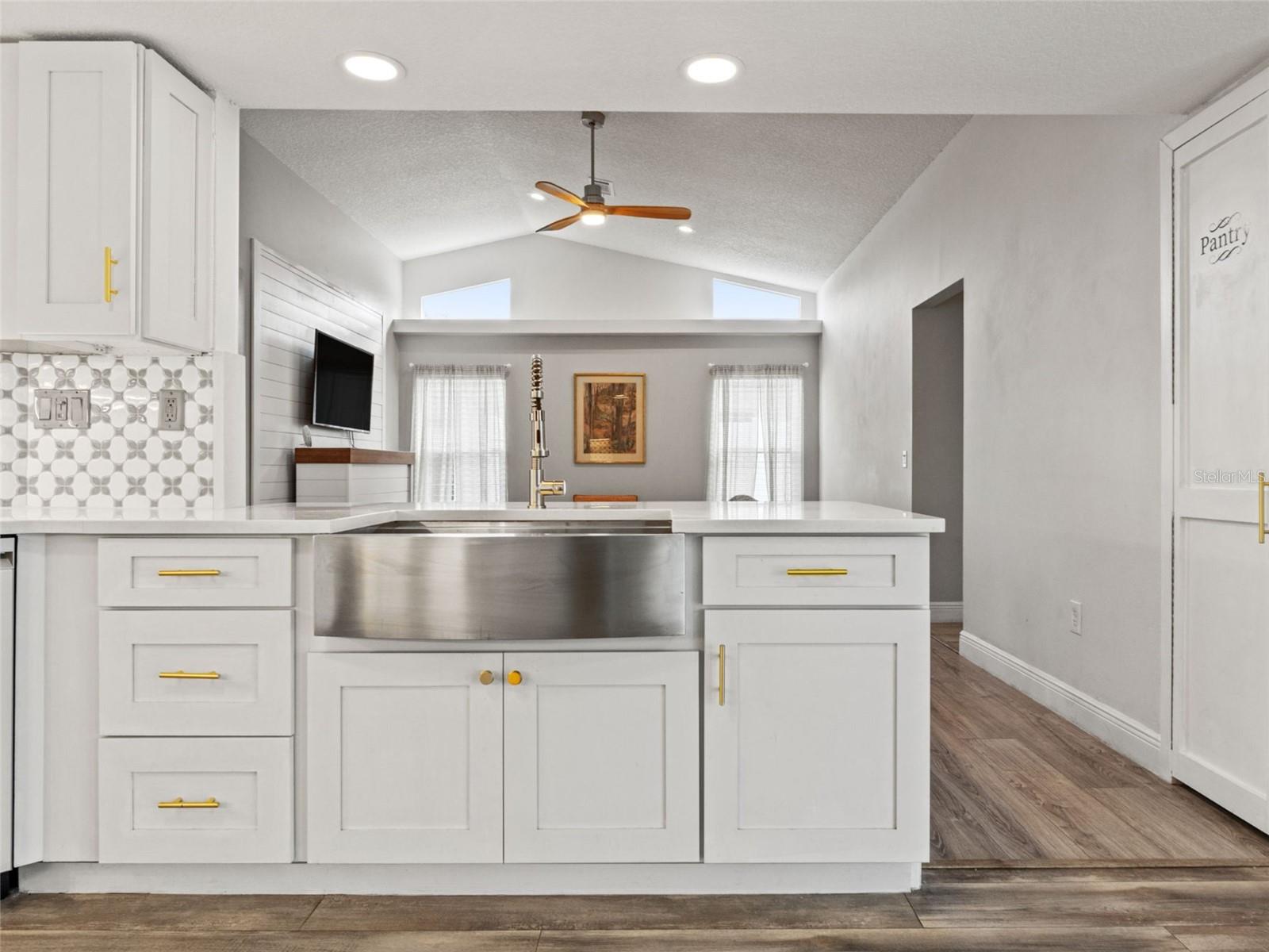 View over kitchen counter