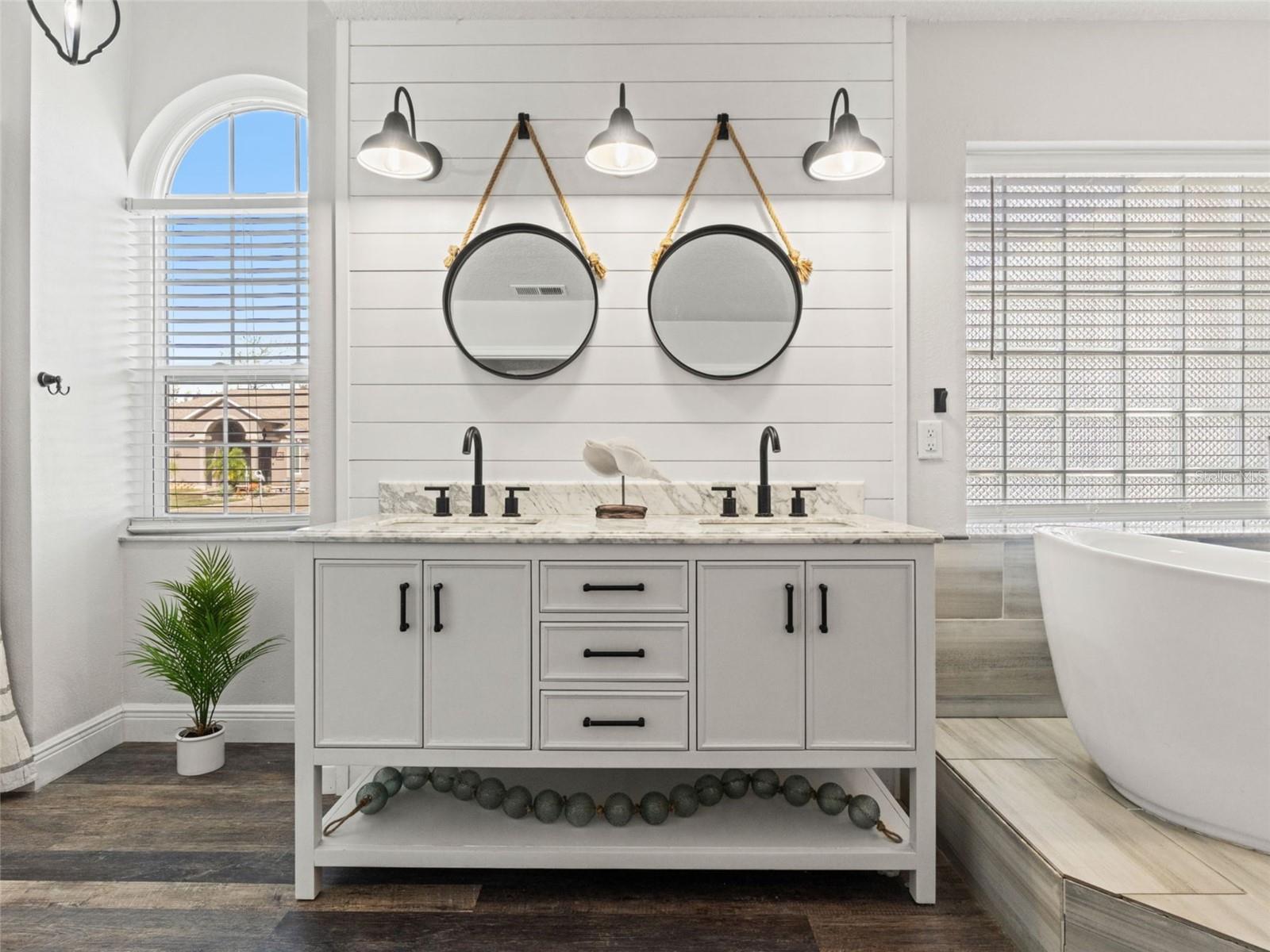 Primary bathroom double vanity