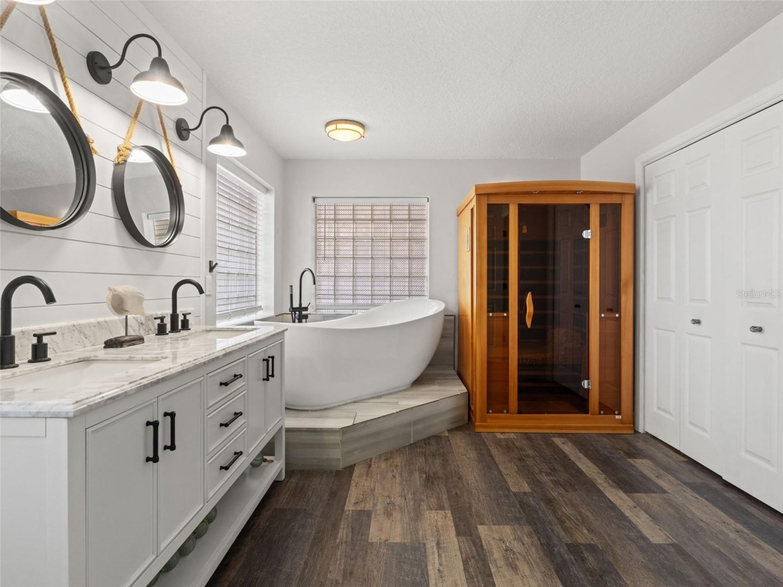 Primary bathroom with sauna