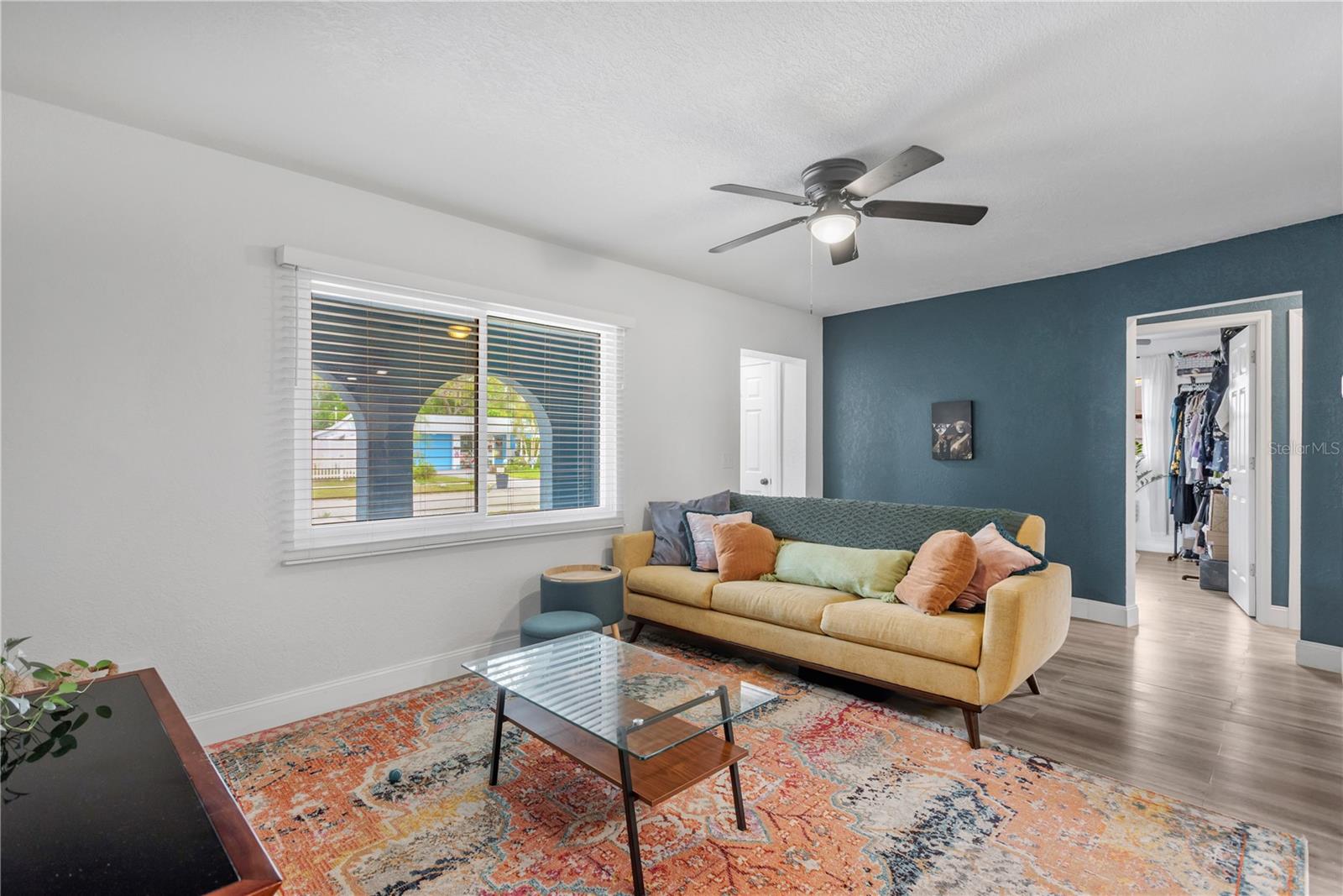 Living room looking toward the front yard