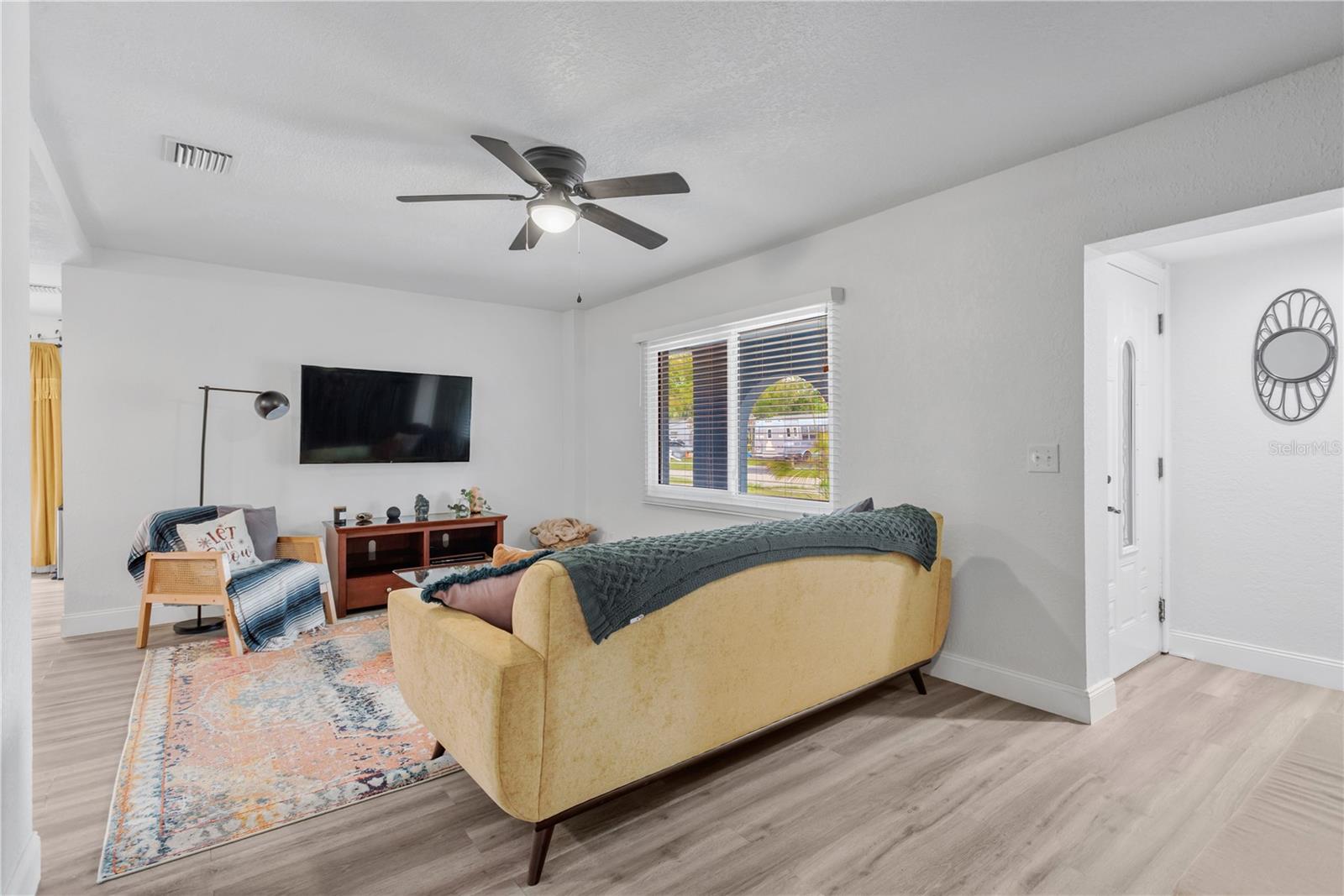 View of Living room from the split bedroom hallway