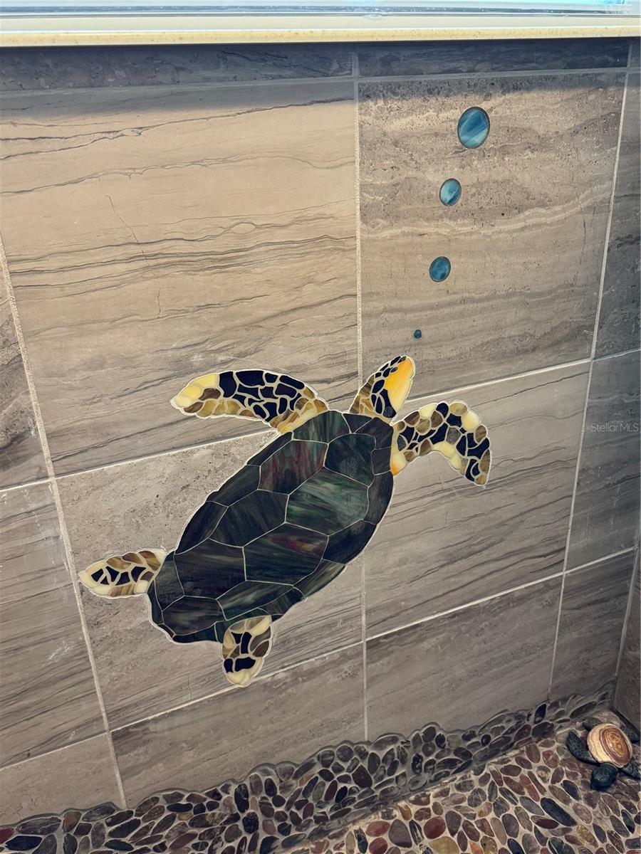 Custom tile work in the shower.