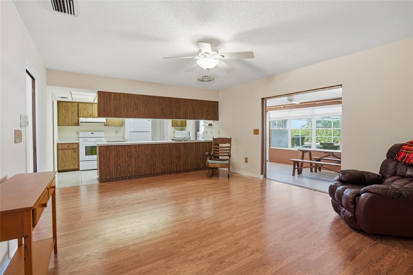 Open to kitchen and Florida room