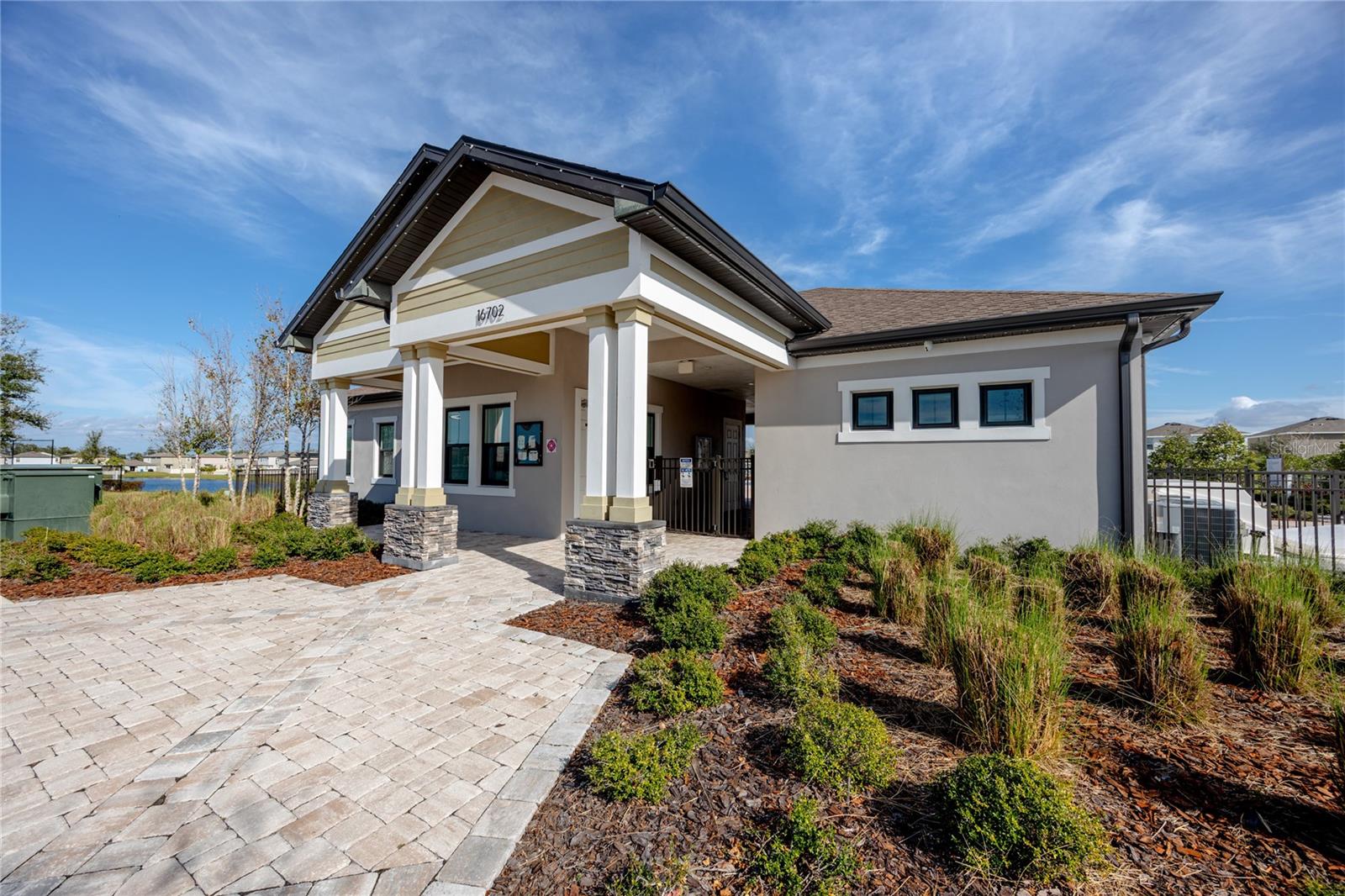 Community center with pool, grill area, basketball court, and playground!