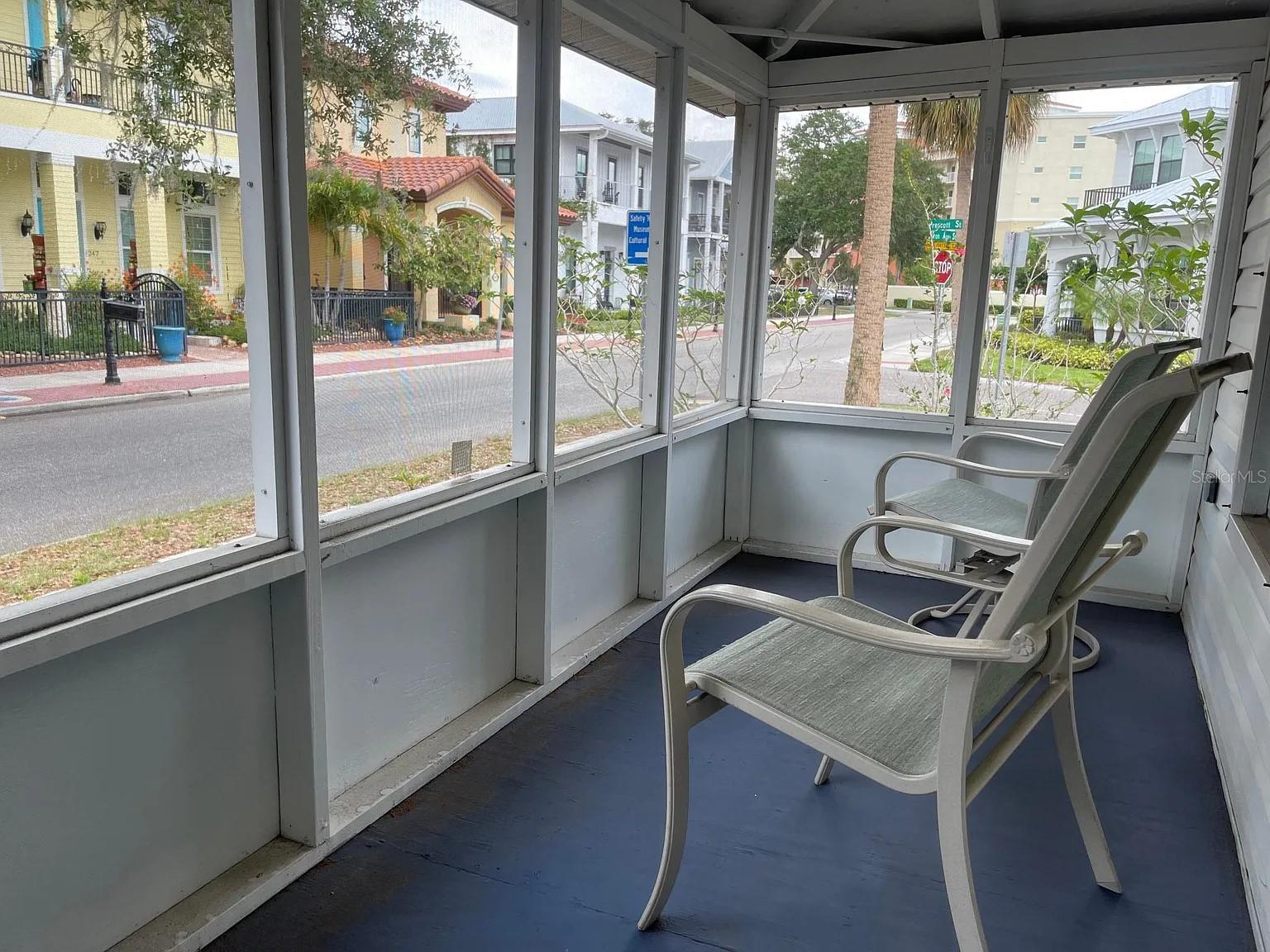 Screened-in front porch