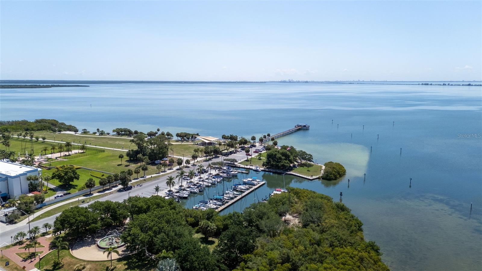 Aerial view of the marina and Safety Harbor Pier