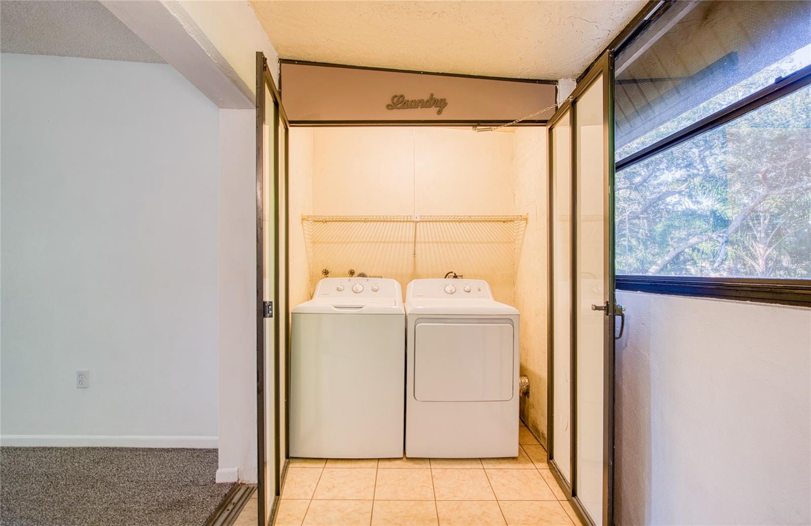 The full size Washer and Dryer in the Florida Room Closet are about 2 yrs old.