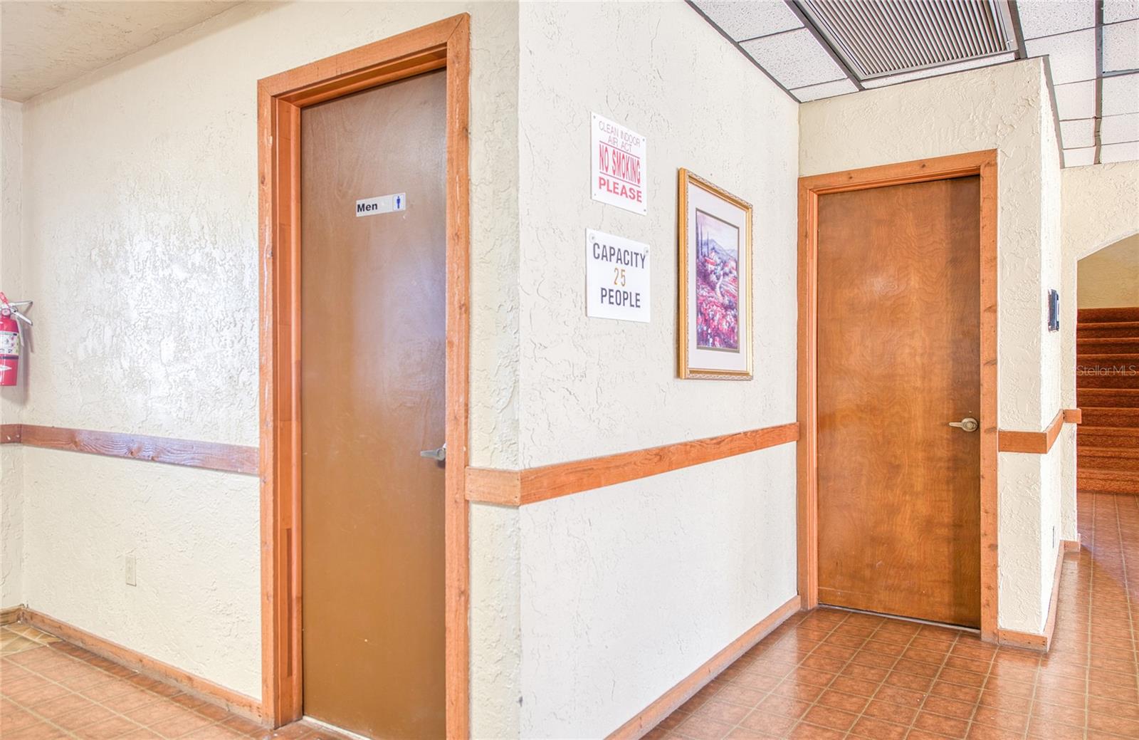 Men's and Lady's Rest Rooms around the corner.