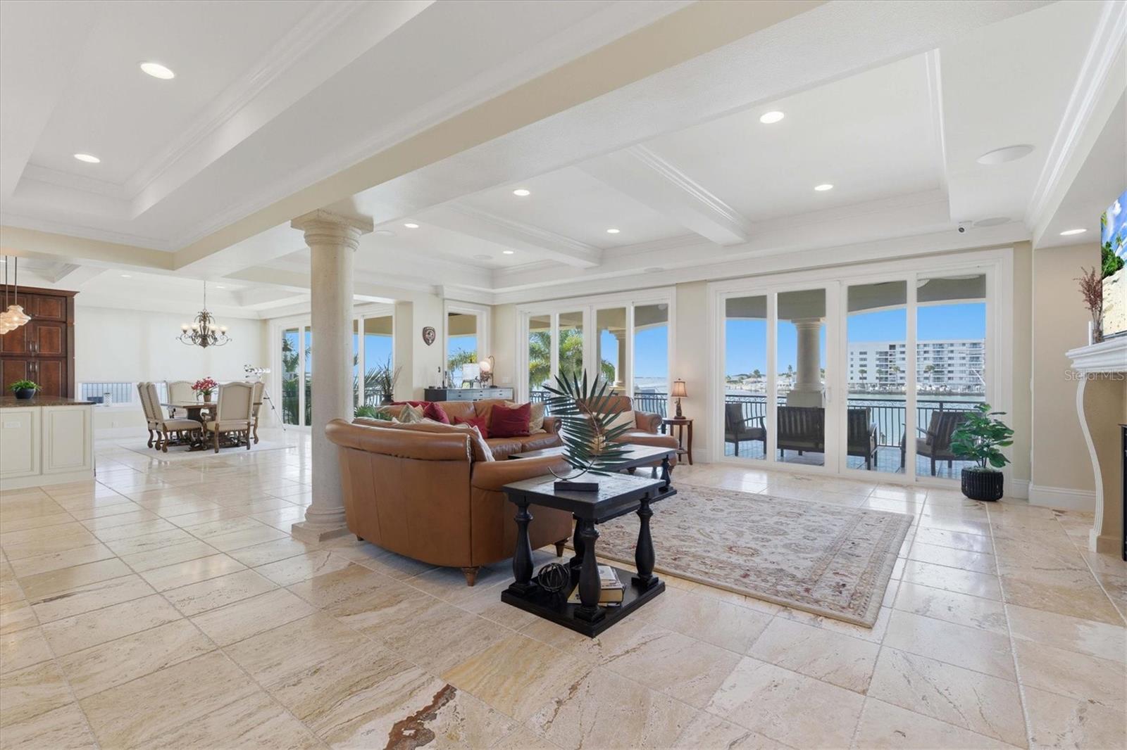 Great room with sweeping water views