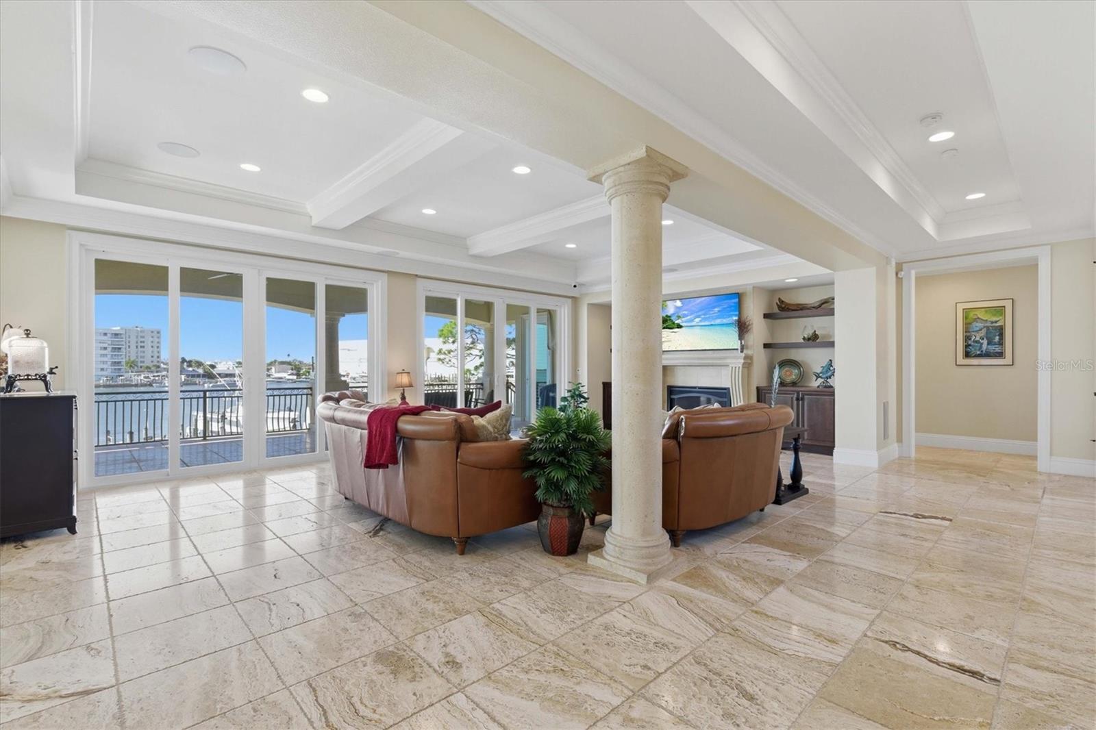 Great room with sweeping water views