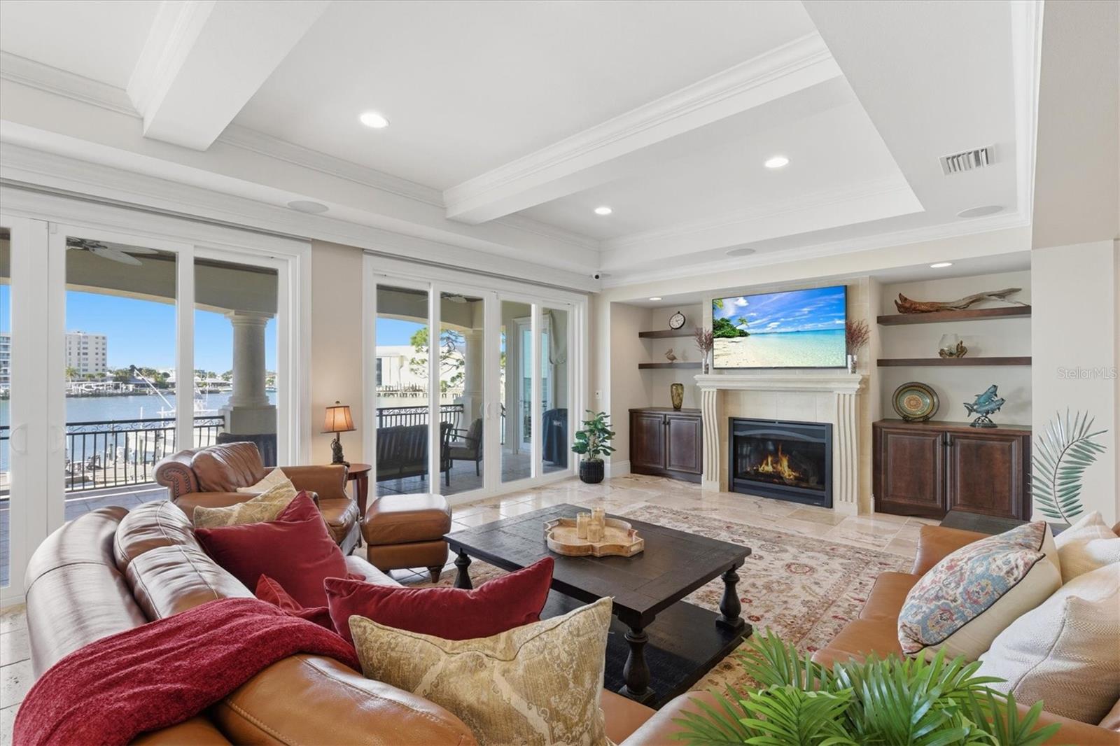 Great room with sweeping water views