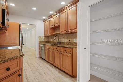 updated solid wood kitchen, pull outs