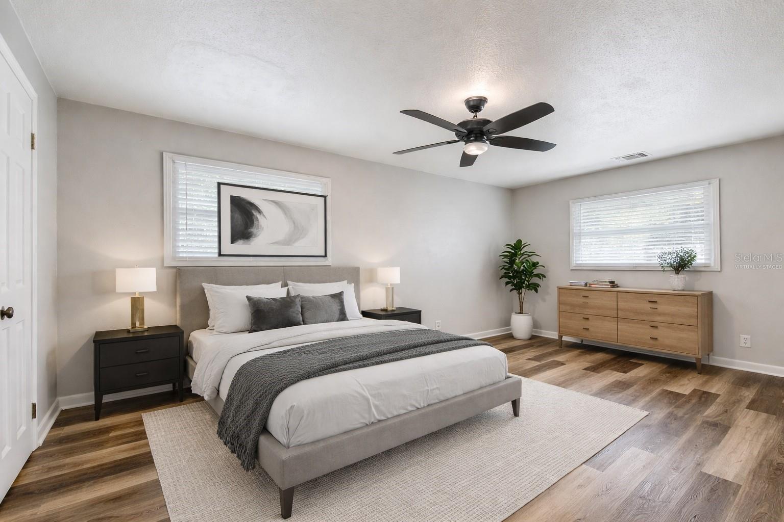 virtually staged primary bedroom