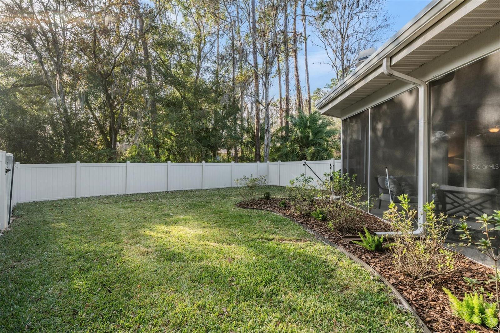 Landscaped backyard.